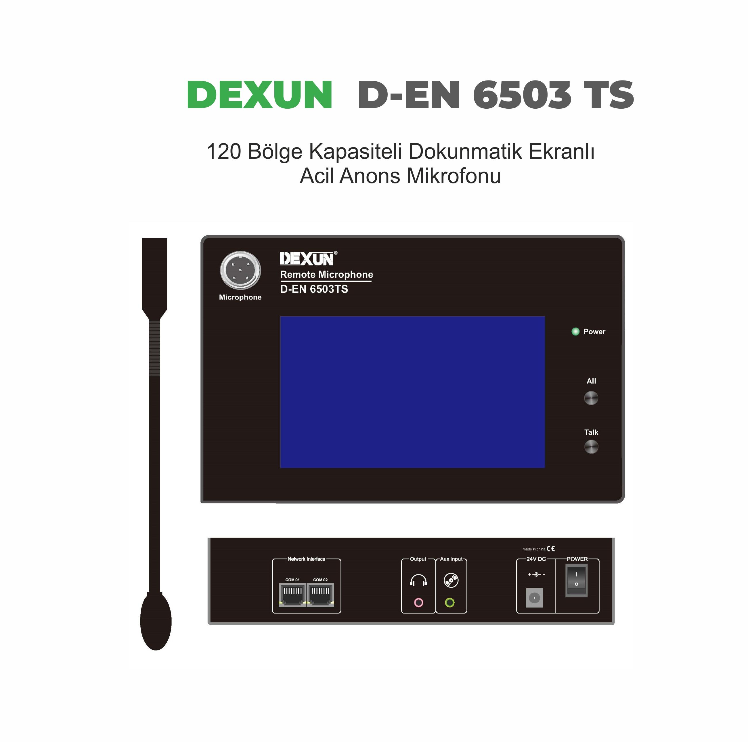 Dexun D-EN 6503 TS 120 BÖLGE KAPASİTELİ DOKUNMATİK EKRAN ACİL ANONS MİKROFONU
