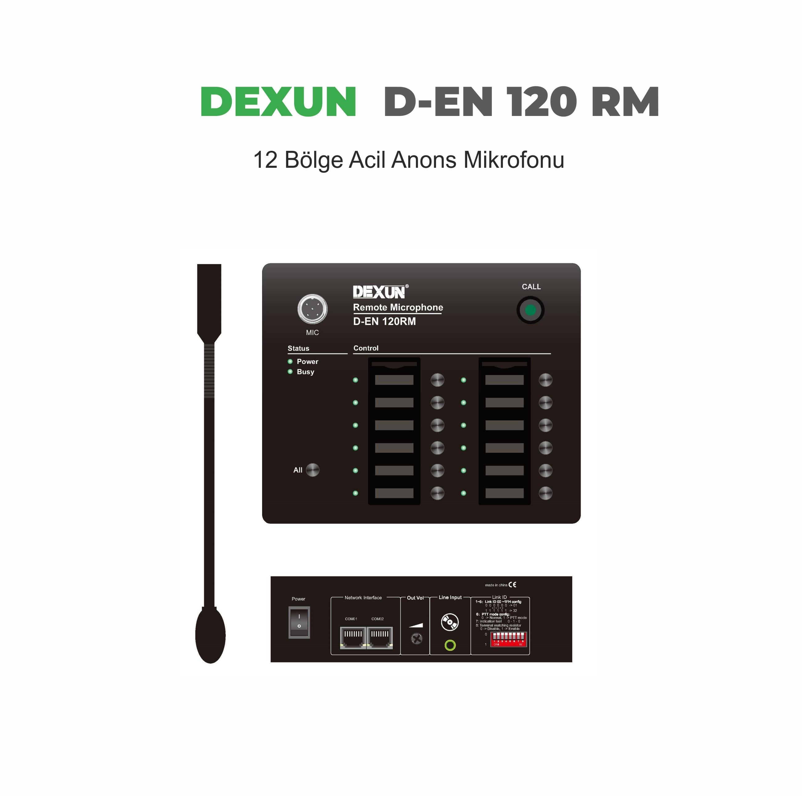 Dexun D-EN 120 RM 12 BÖLGE EN54 ACİL ANONS MİKROFO