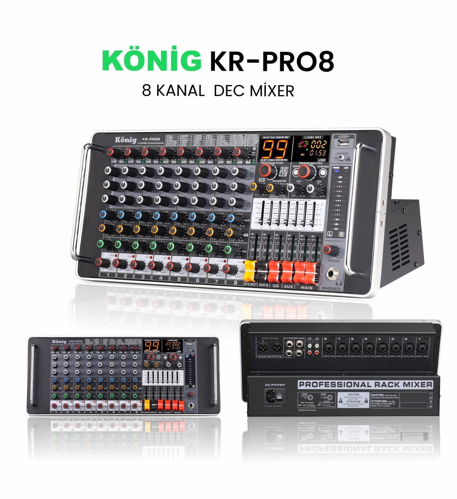 König KR–PRO8 8 KANAL DEC KÜP MİKSER