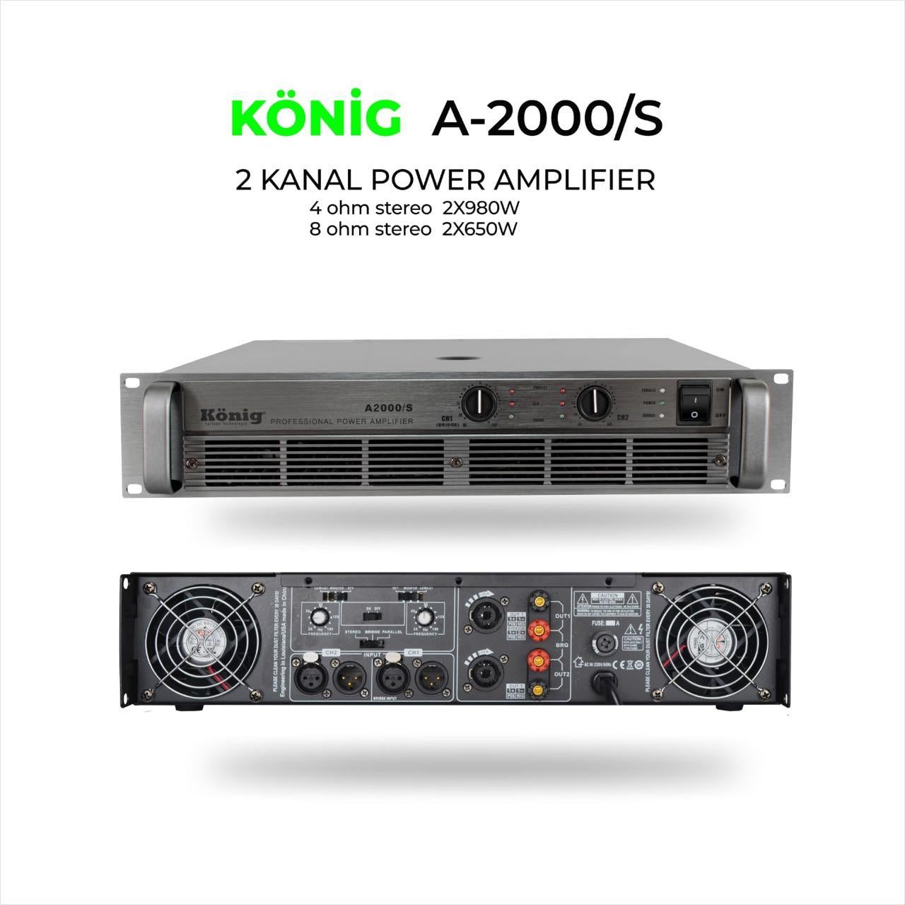 KÖNİG A-2000 1960W 2 KANAL POWER AMPLİFİKATÖR