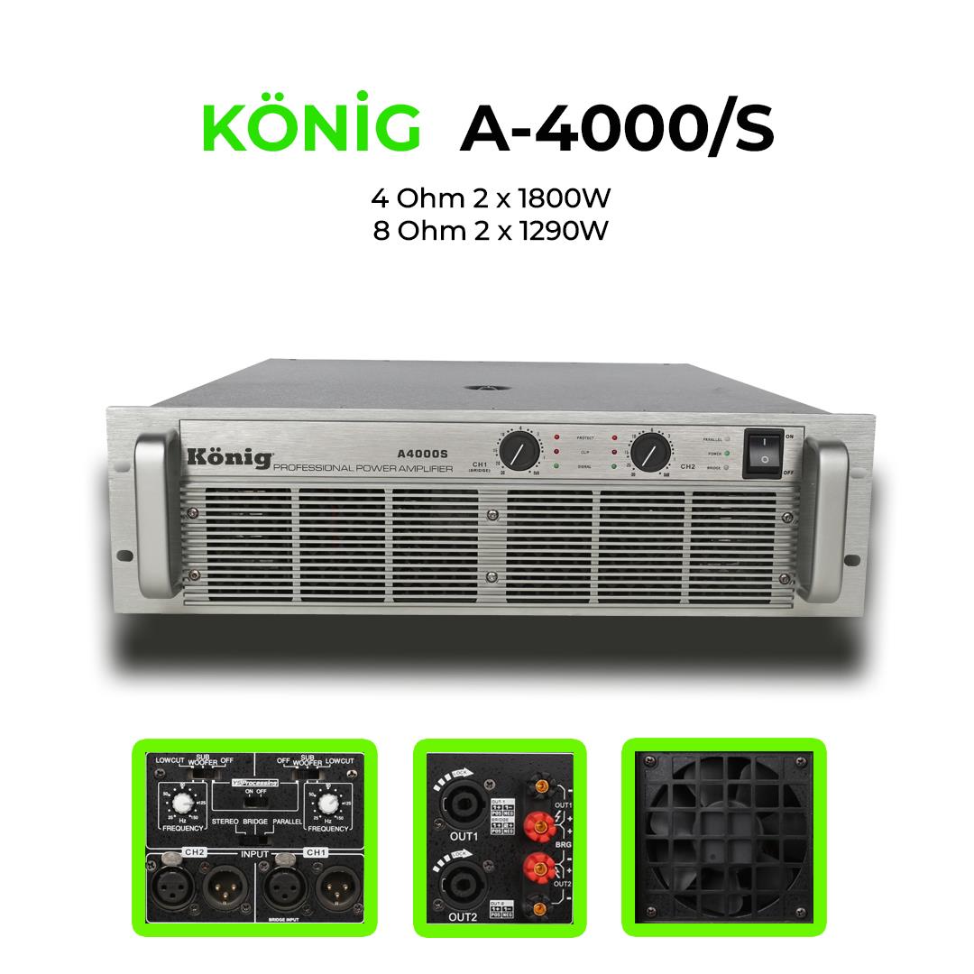 König A-4000/S 3600W 2 KANAL POWER AMPLİFİKATÖR