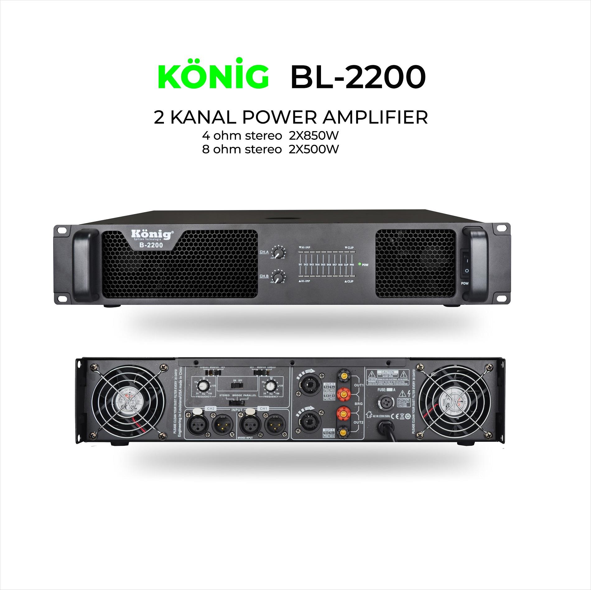 KÖNİG B-2200 1700W 2 KANAL POWER AMPLİFİKATÖR