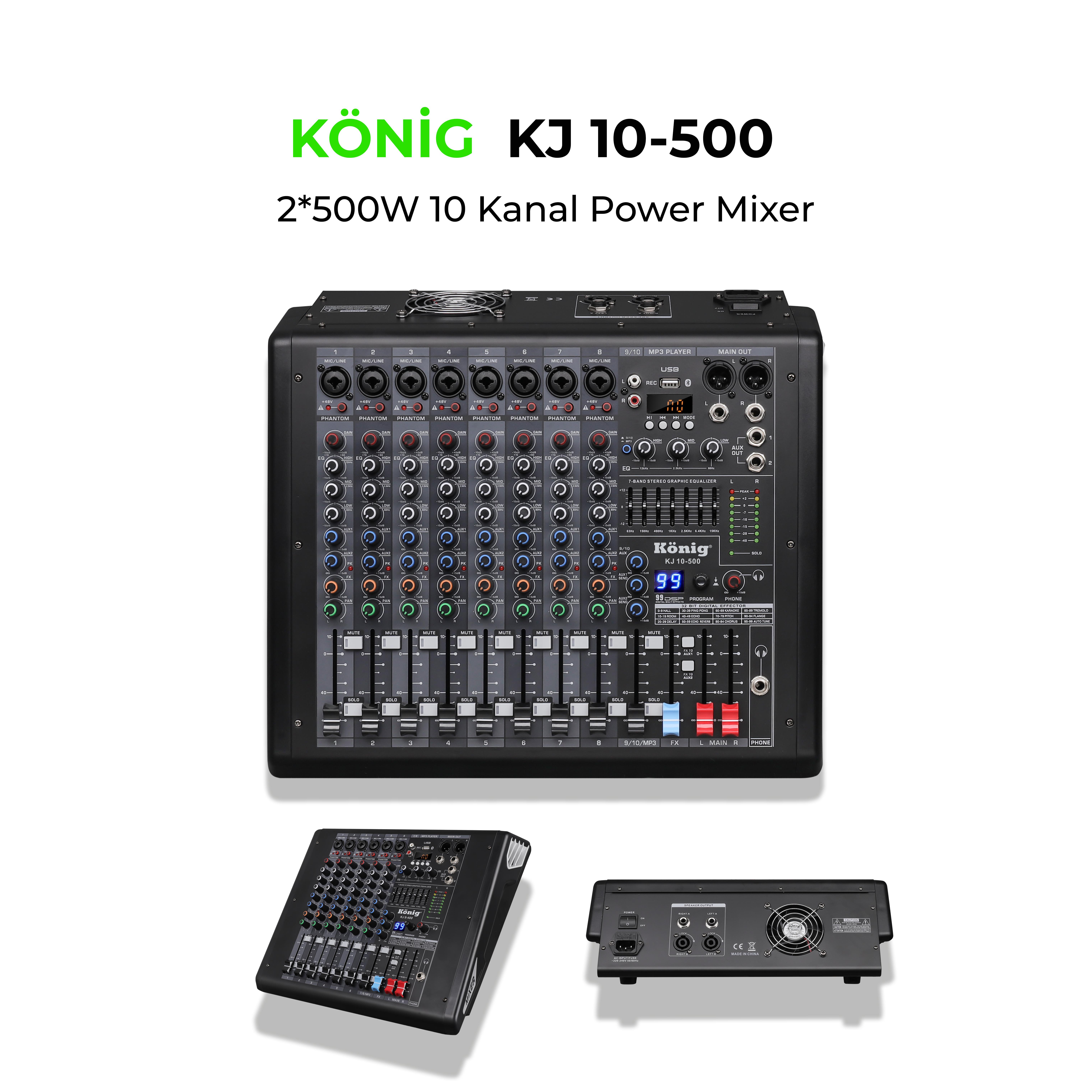König KJ-10-500 2*500W 10 KANAL POWER MİKSER
