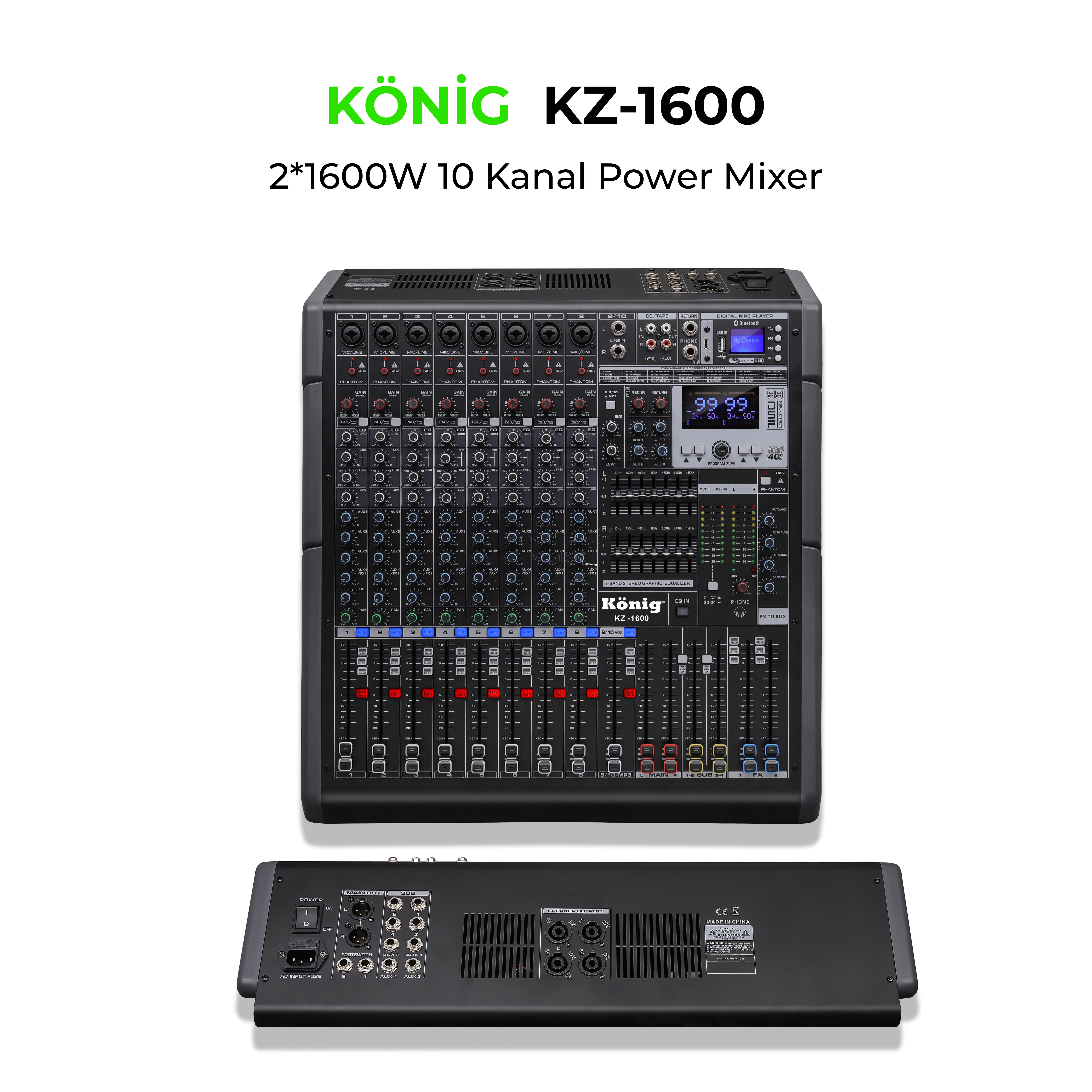König KZ-1600 2*1600W 10 KANAL POWER MİKSER