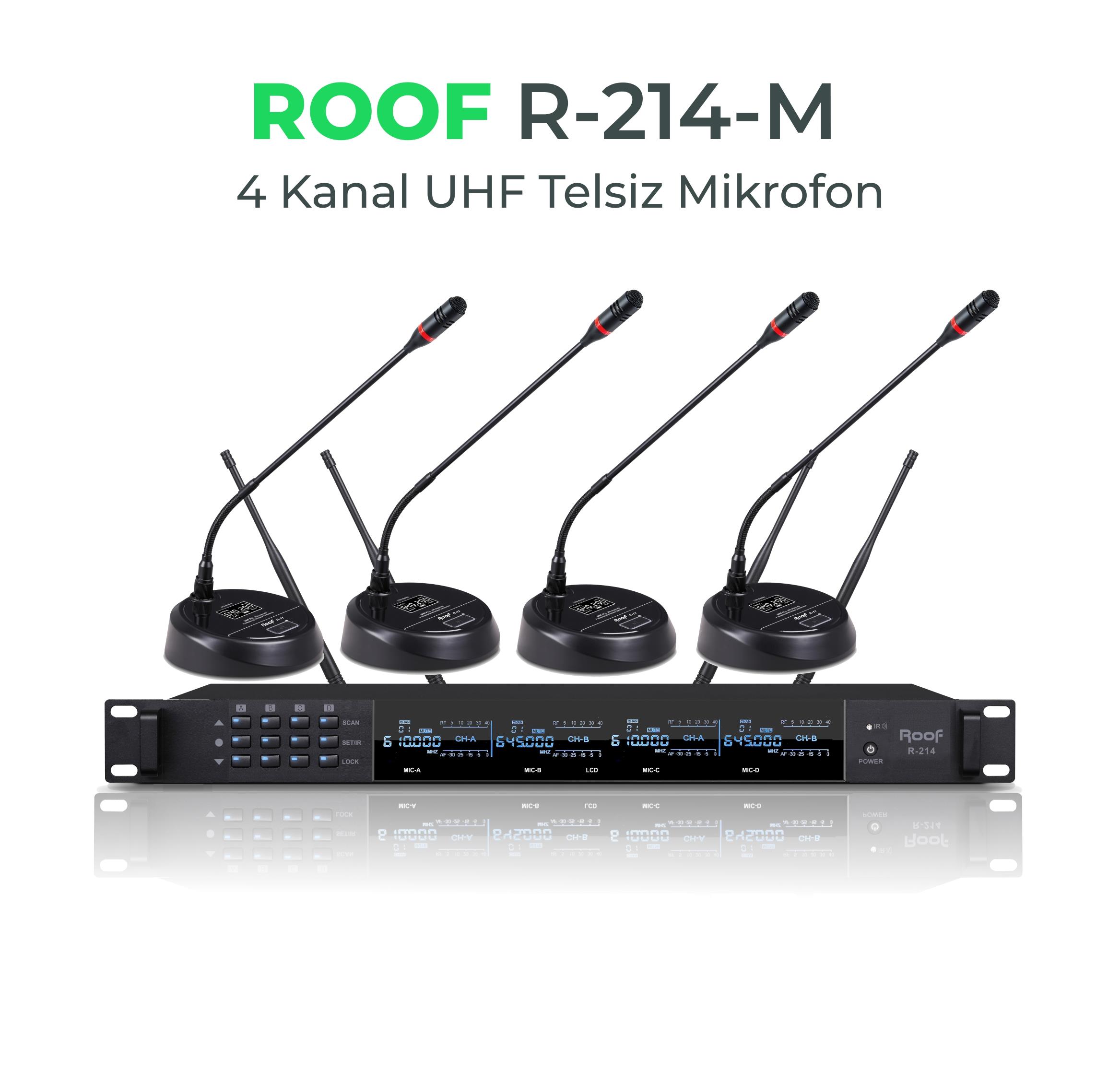 ROOF R-214 M 4'LÜ KÜRSÜ TELSİZ MİKROFON
