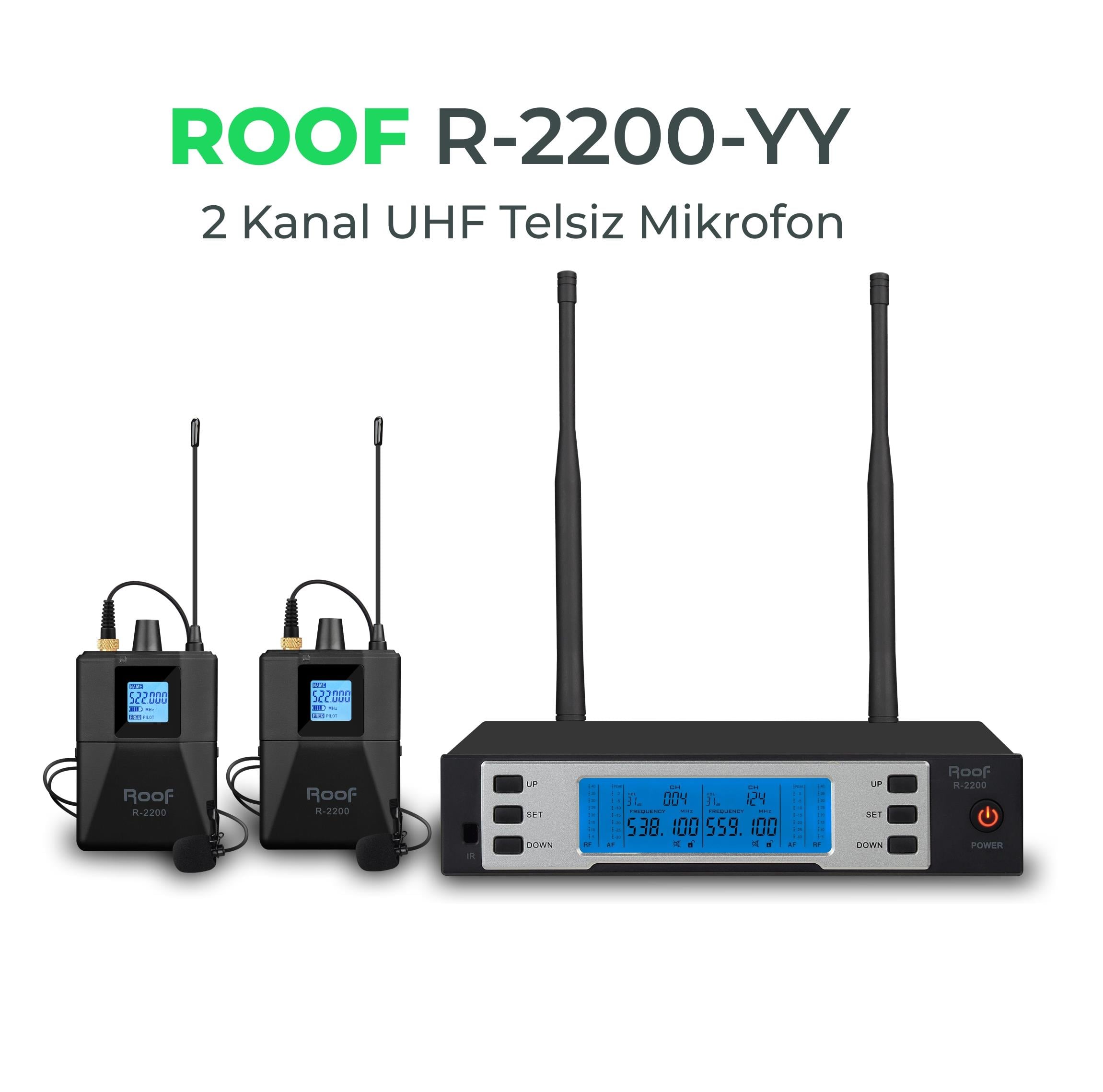 ROOF R-2200-YY ÇİFT YAKA TELSİZ MİKROFON
