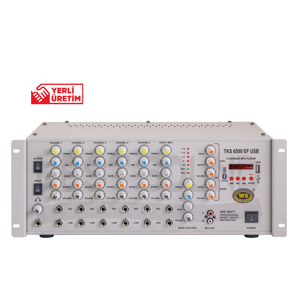 WEST SOUND TKS 6500 EF USB TR 500W/100V EFEKTLİ USBLİ AMPLİFİKATÖR