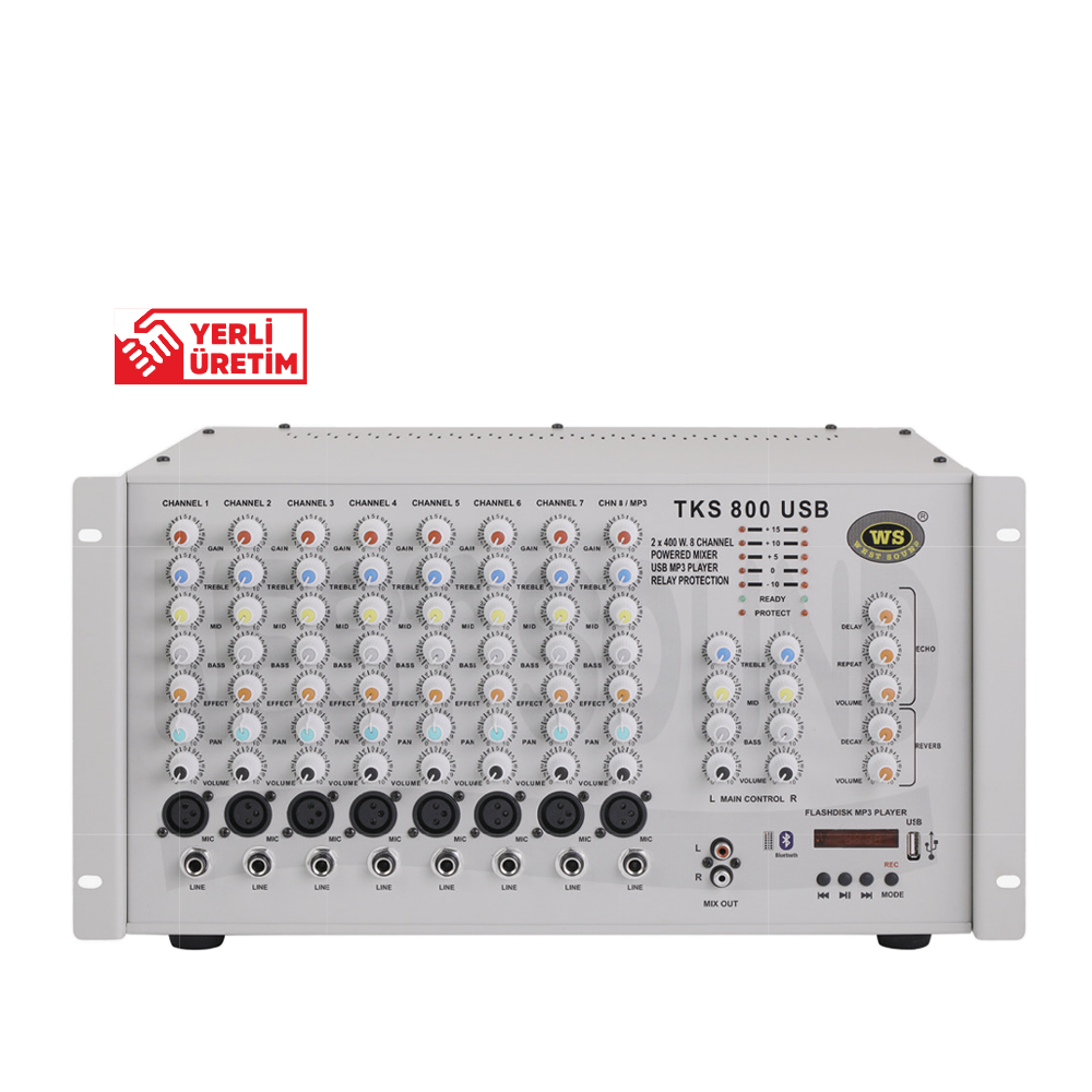 WEST SOUND TKS 800 EF USB 2x400W EFEKTLİ USBLİ AMPLİFİKATÖR