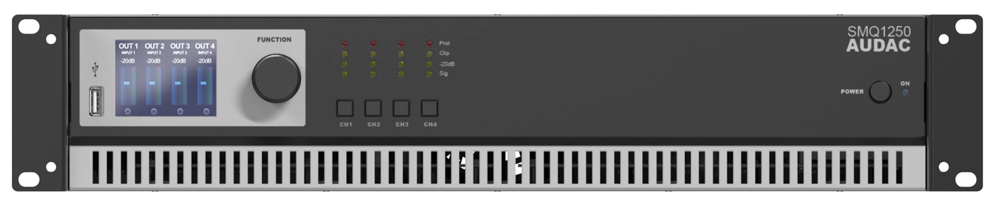AUDAC SMQ1250 WaveDynamics™ dört kanallı güç amplifikatörü 4 x 1250W