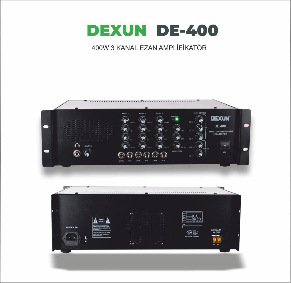 Dexun DE-400 400W 3 KANAL EZAN AMPLİFİKATÖR