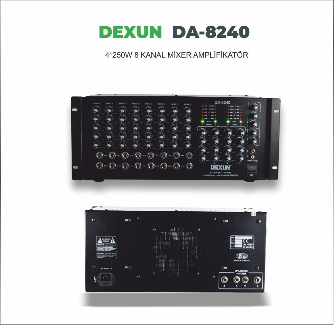Dexun DA-8240 4*250W 8 KANAL STEREO MİKSER AMPLİFİKATÖR