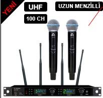 KLANGMEİSTER UW-502EE UHF UZUN MENZİLLİ ÇİFT EL TELSİZ MİKROFON