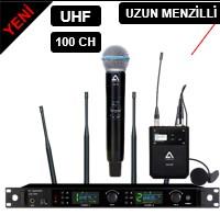 KLANGMEİSTER UW-502EY UHF UZUN MENZİLLİ EL-YAKA  TELSİZ MİKROFON
