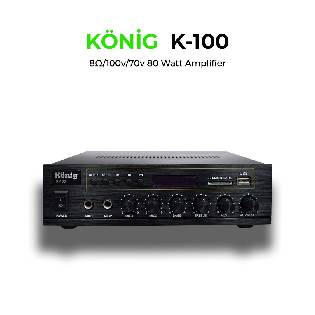 König K-100 100V/70V & 8 Ohm 80W AMFİ