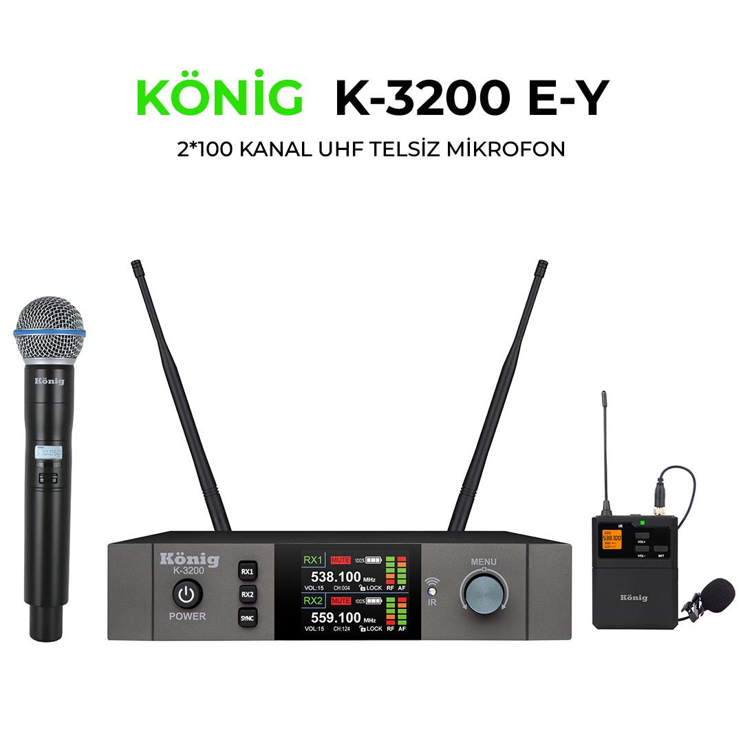 König K-3200EY EL-YAKA ÇİFT KANAL UHF TELSİZ MİKROFON