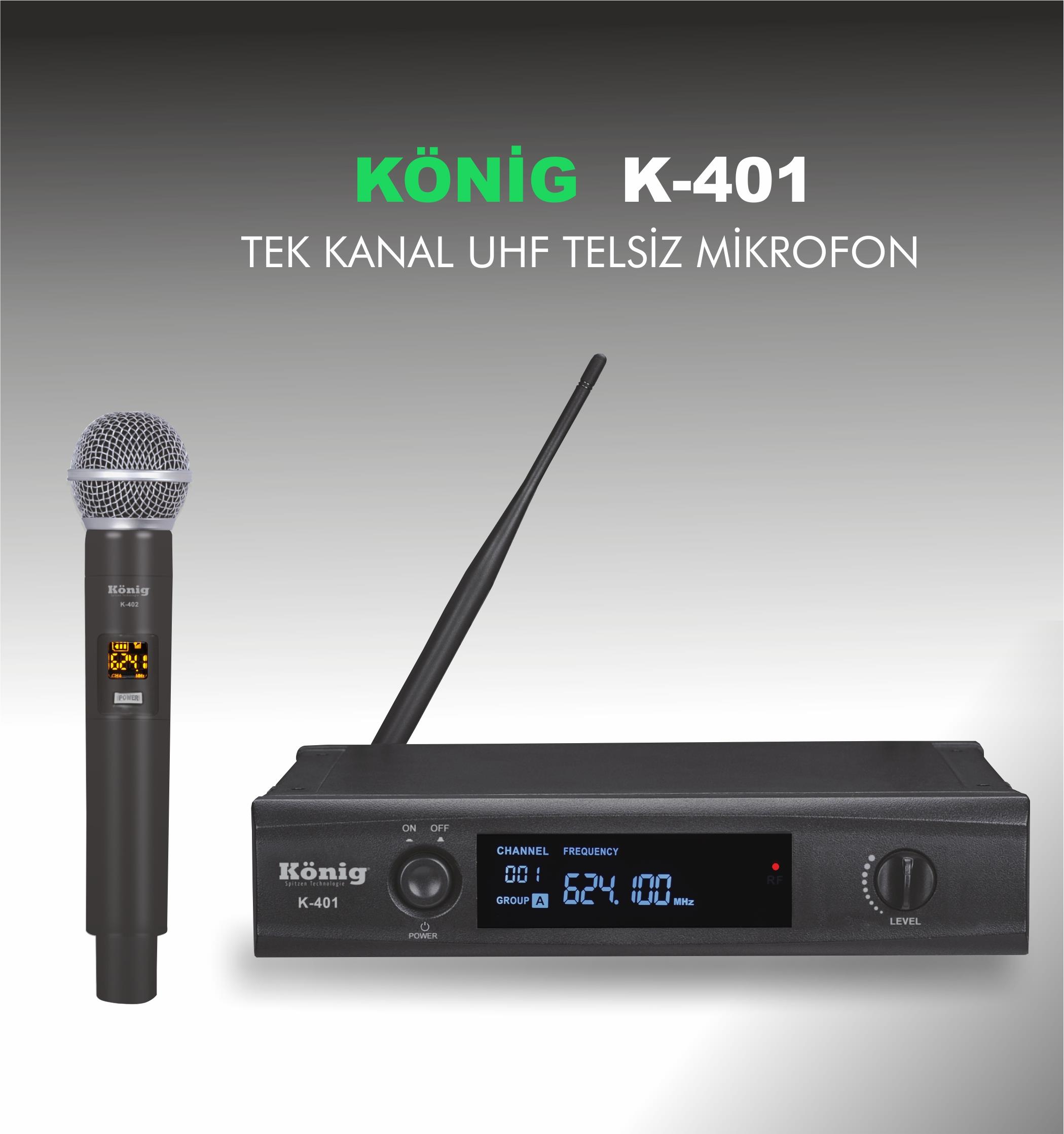 König K–401E TEK EL UHF TELSİZ MİKROFON