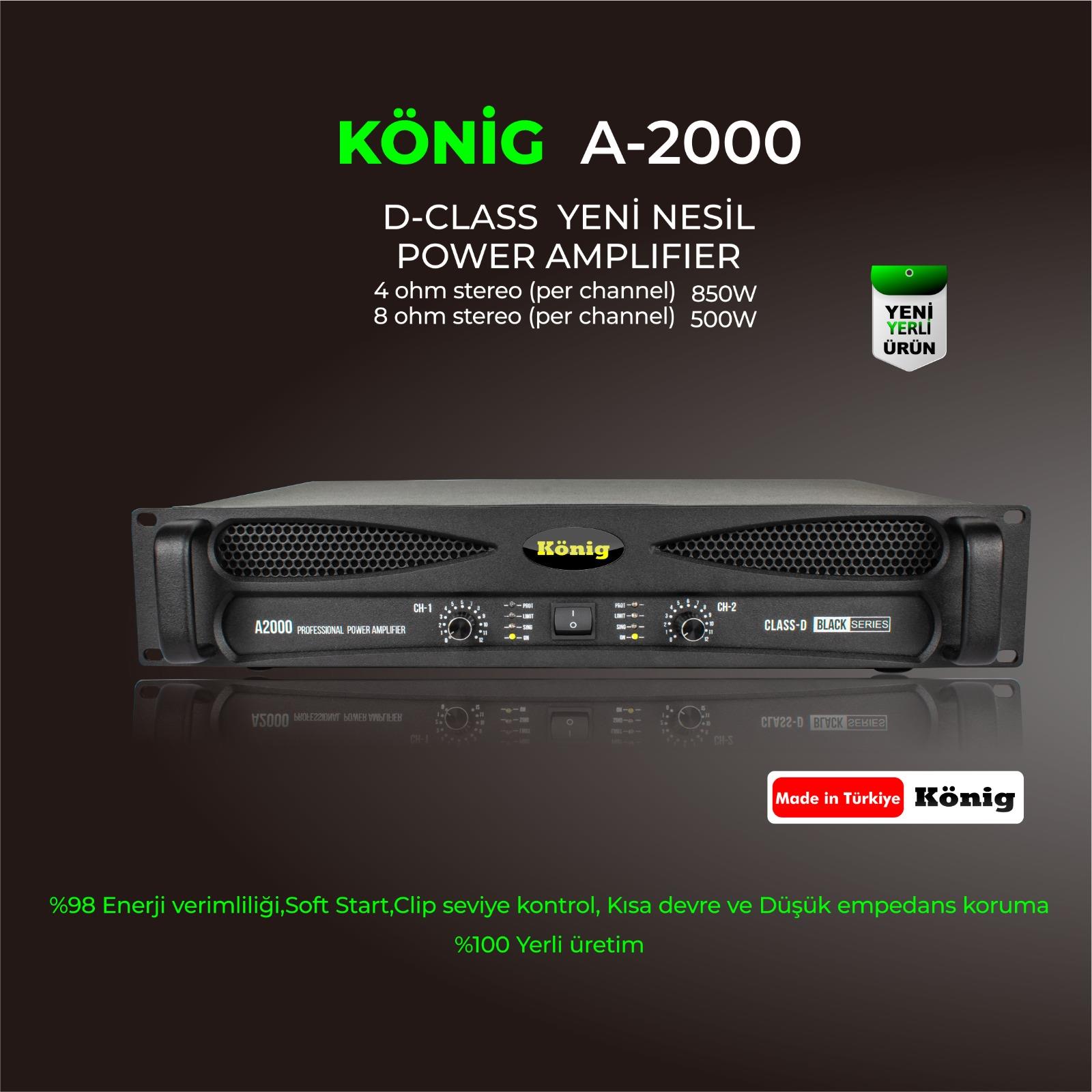 König A–2000 BLACK SERİSİ 1700W 2 KANAL POWER AMPLİFİKATÖR