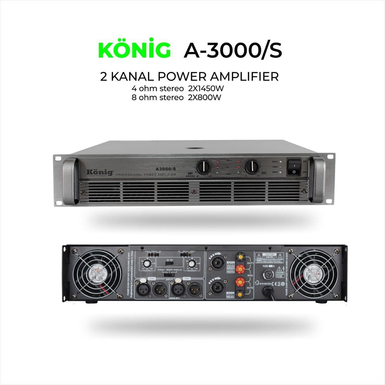 KÖNİG A-3000 2900W 2 KANAL POWER AMPLİFİKATÖR