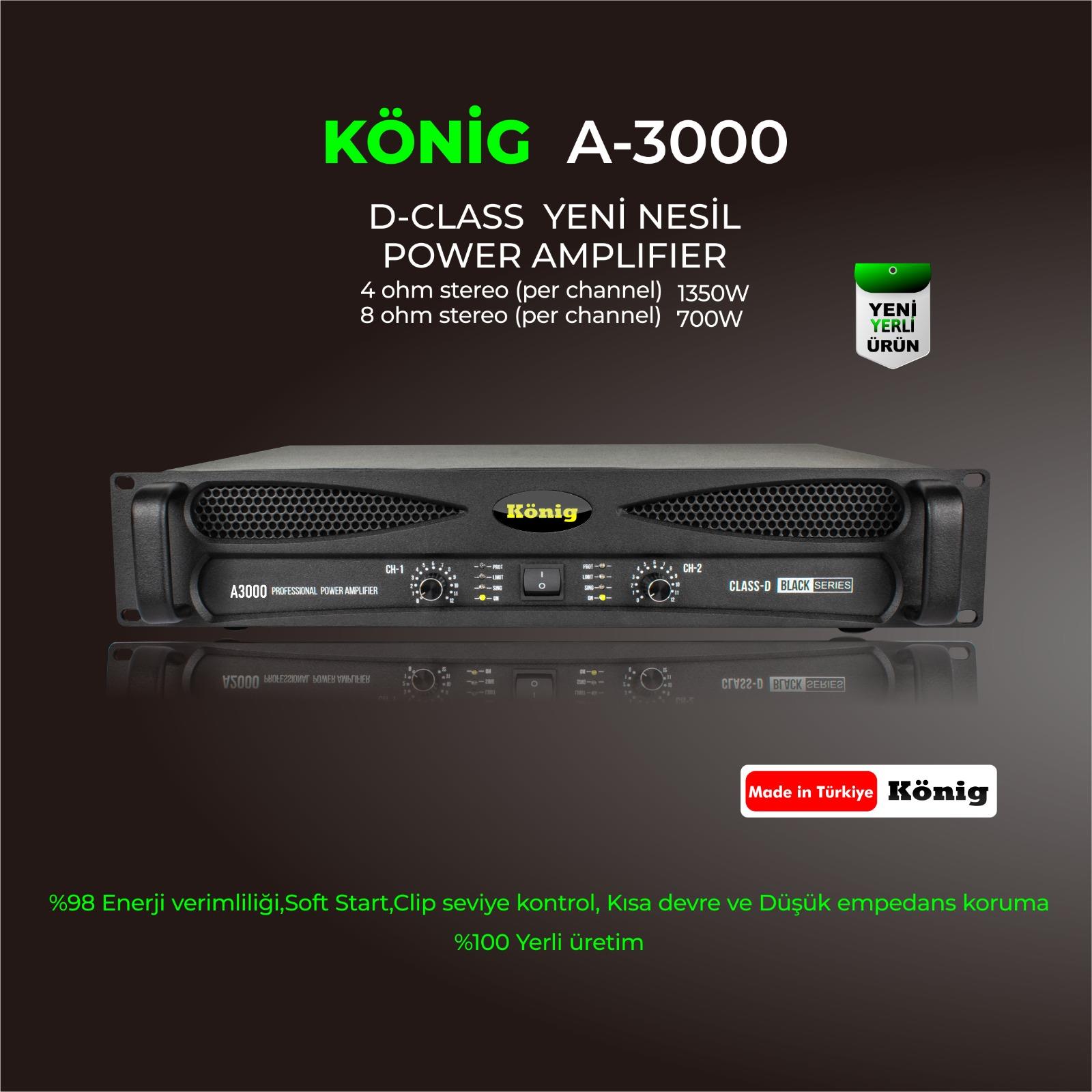 König A–3000 BLACK SERİSİ 2700W 2 KANAL POWER AMPLİFİKATÖR