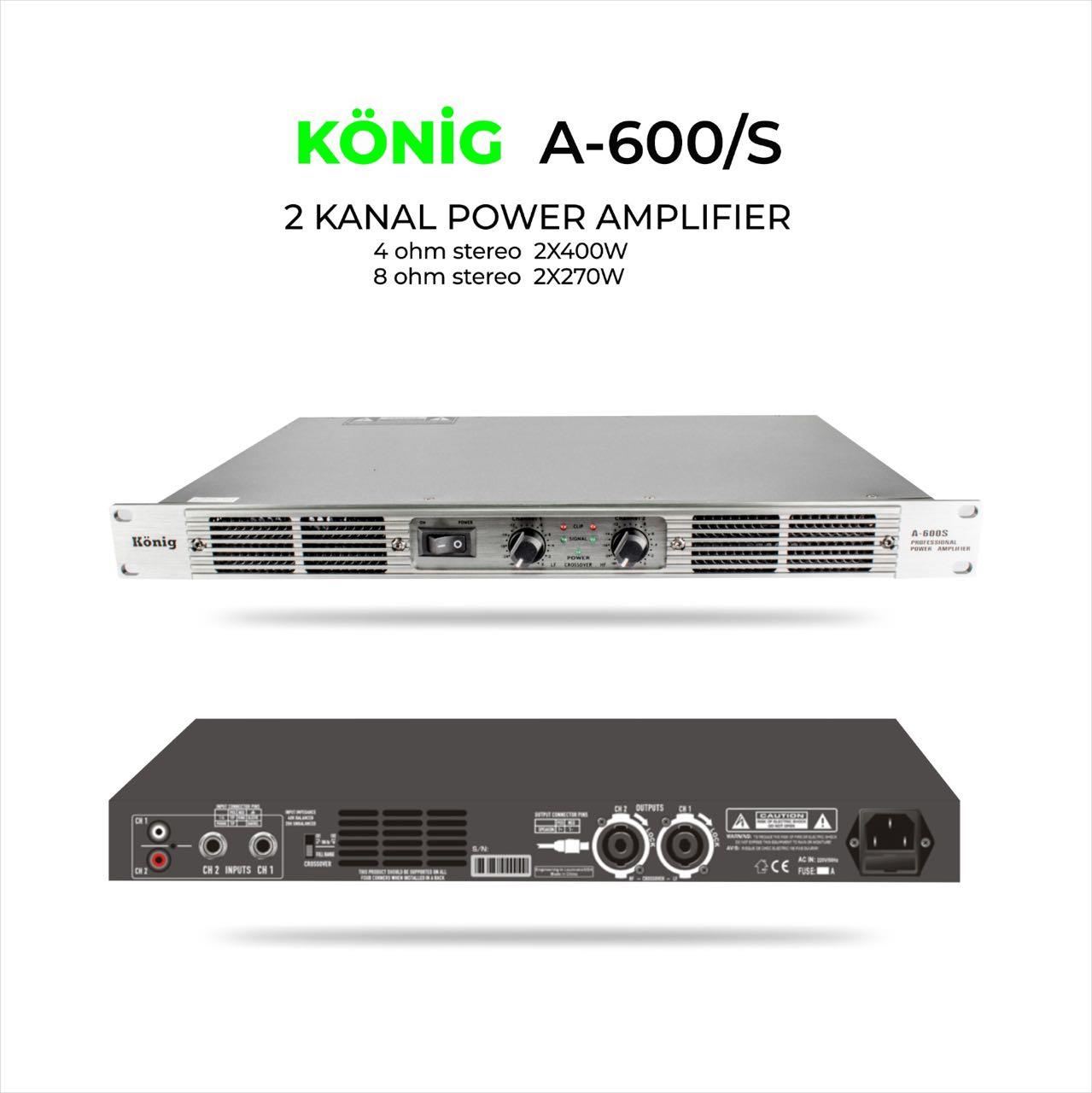 KÖNİG A-600  800W 2 KANAL POWER AMPLİFİKATÖR