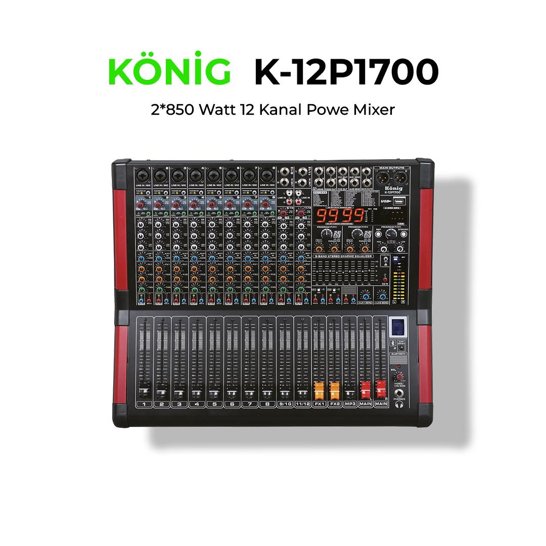 König K–12 P1700 FX 2*850W 12 KANAL POWER MİKSER