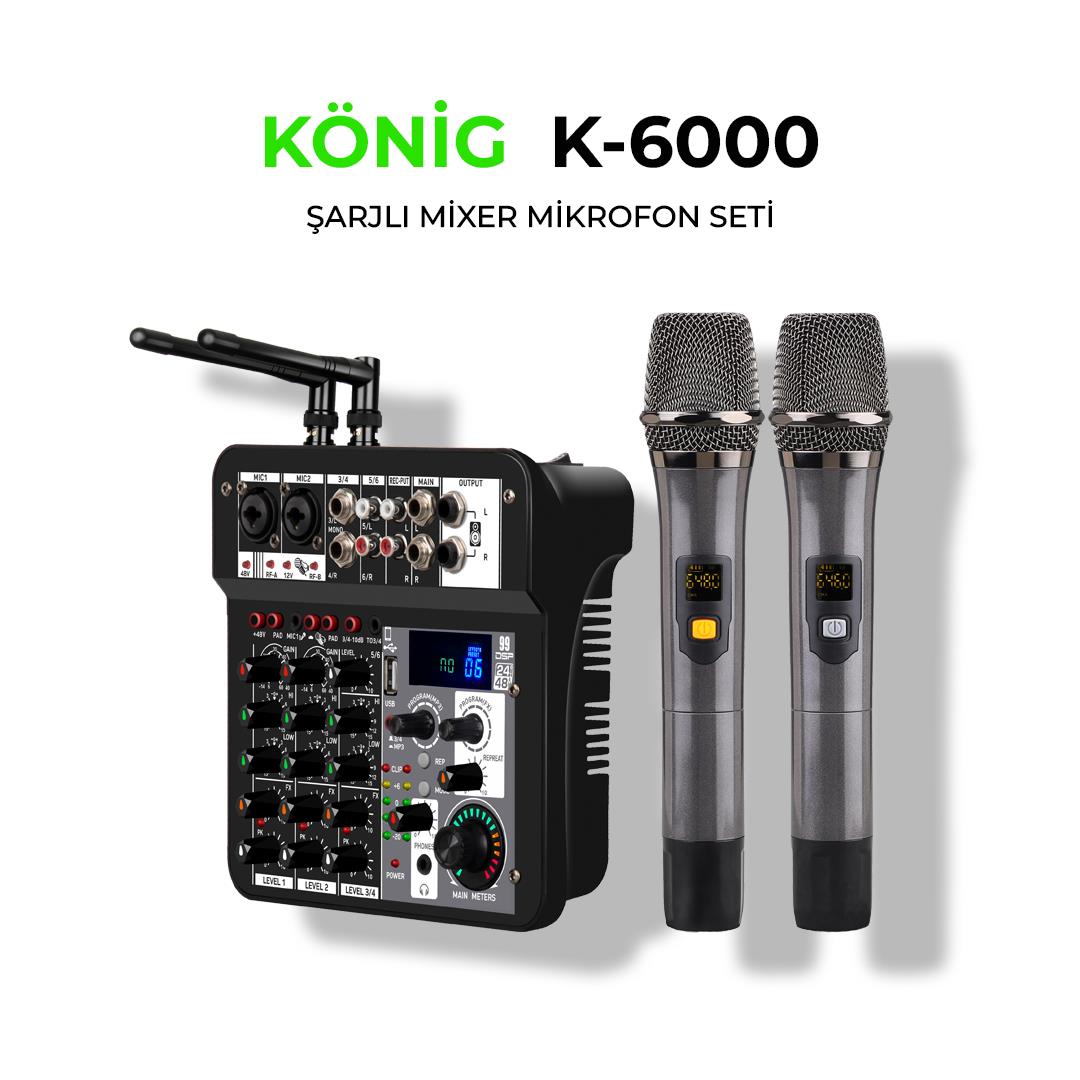 König K–6000 2*100W 6 KANAL POWER MİKSER