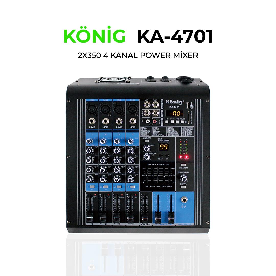 KÖNİG KA-4701  2x350W 4 KANAL POWER MİKSER