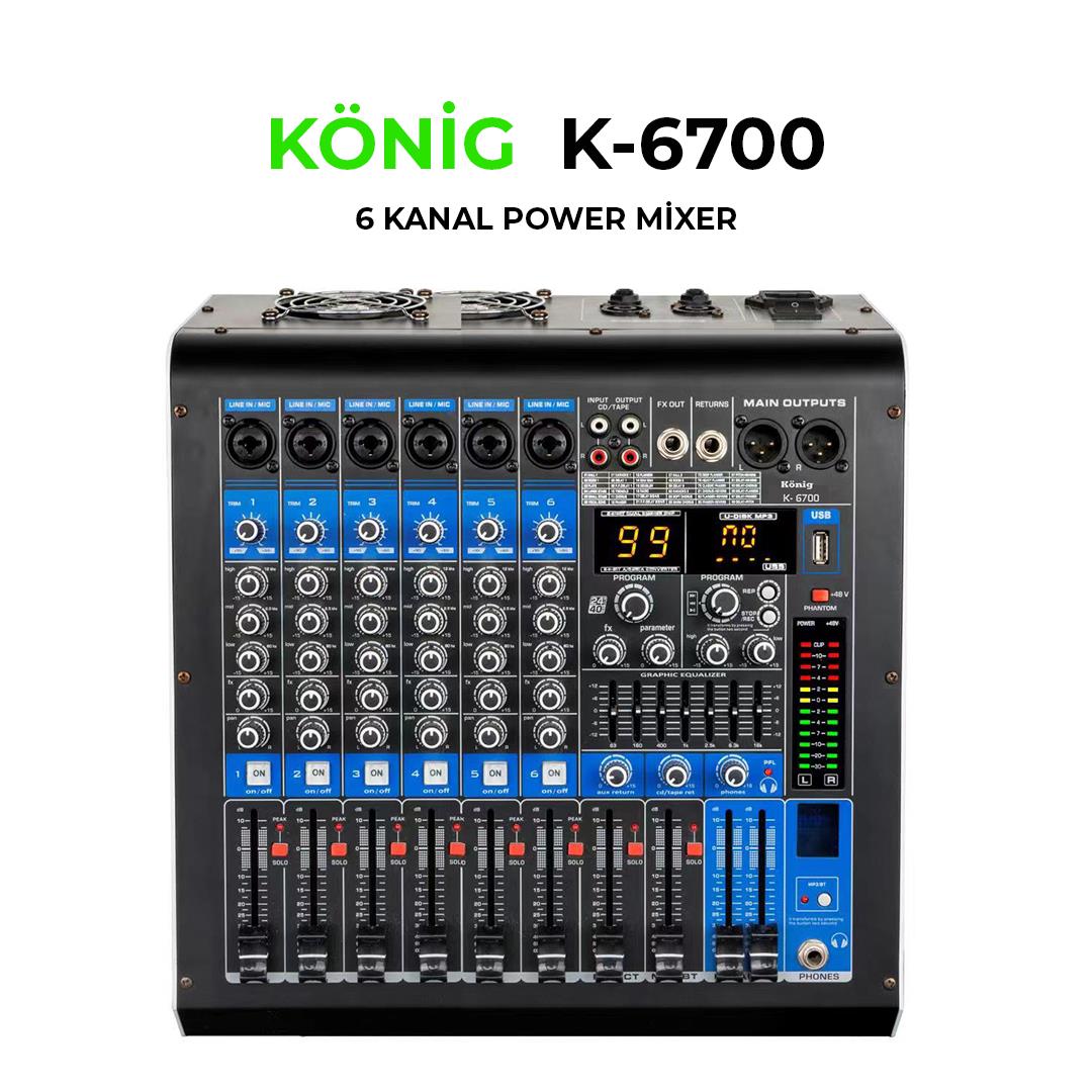 König KA–6700 2*350W 6 KANAL POWER MİKSER
