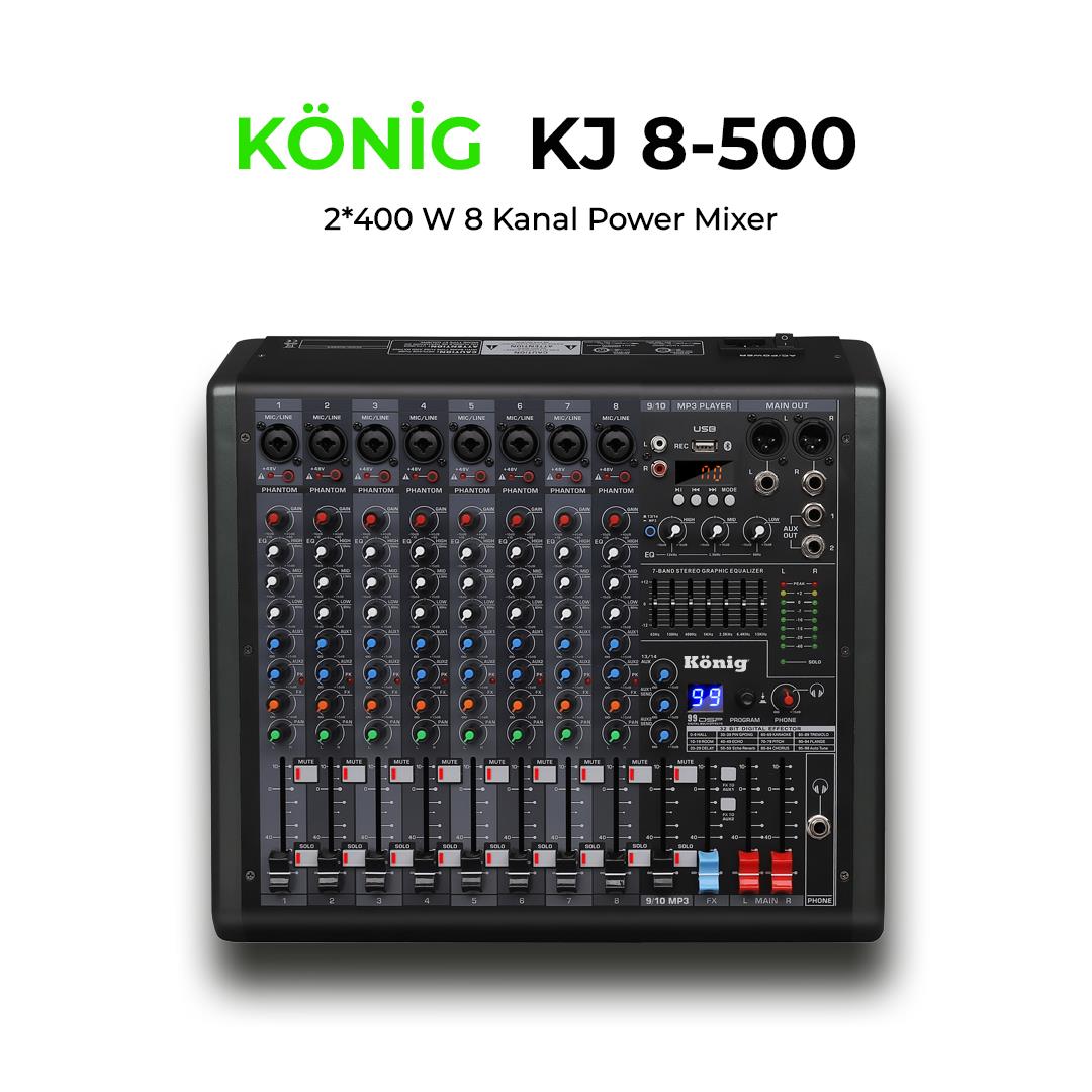 KÖNİG KJ-8-500 2x400W 8 KANAL POWER MİKSER