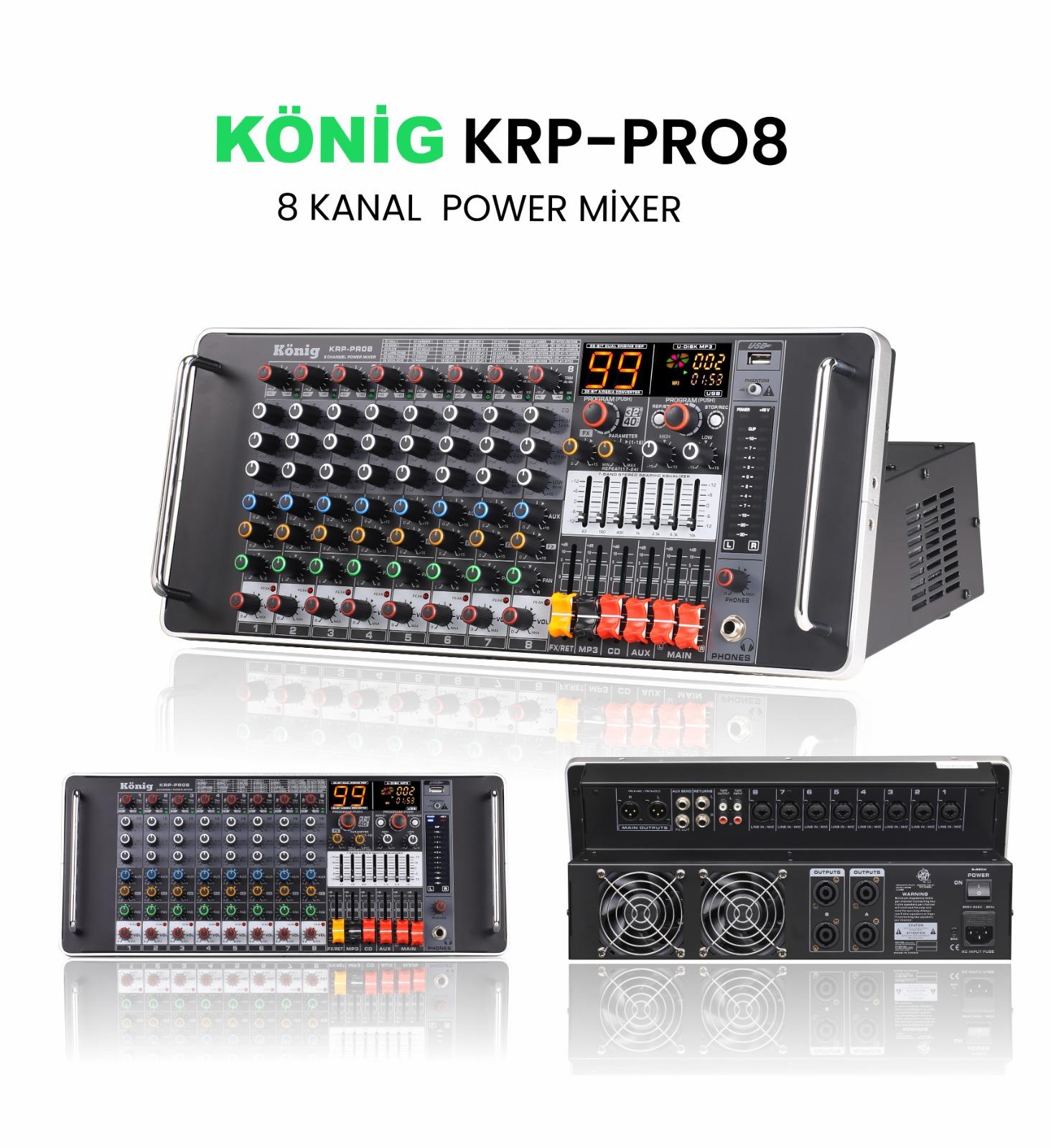 KÖNİG KRP-PRO8  2x550W 8 KANAL POWER MİKSER