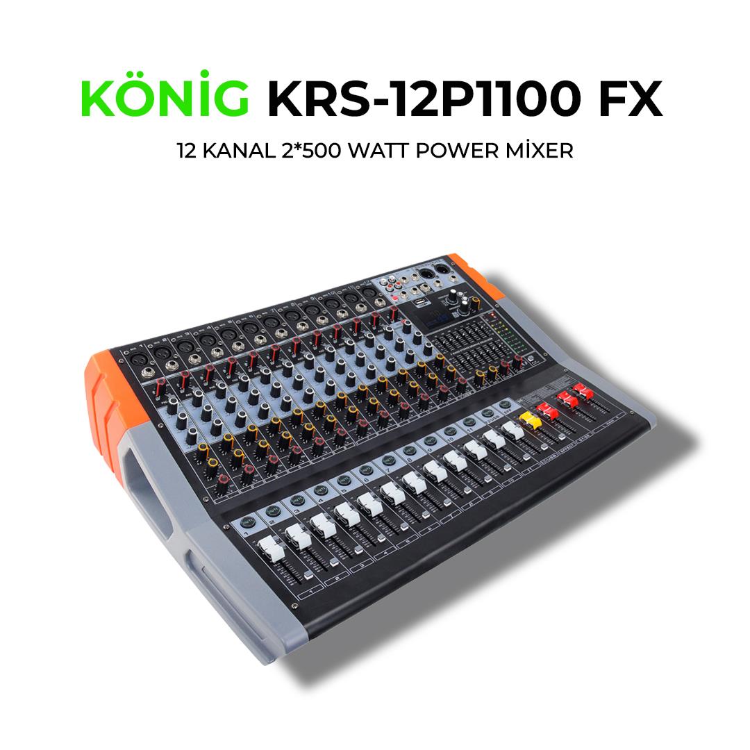 König KRS –12 P1100 FX 2*500W 12 KANAL POWER MİKSER