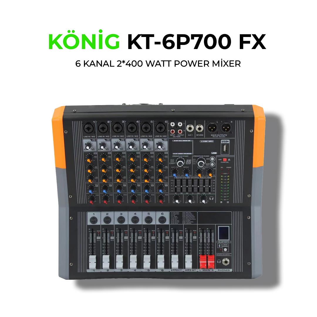 König KT–6 P700 FX 2*400W 6 KANAL POWER MİKSER
