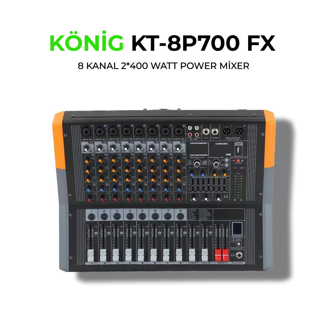 König KT–8 P700 FX 2*400W 8 KANAL POWER MİKSER
