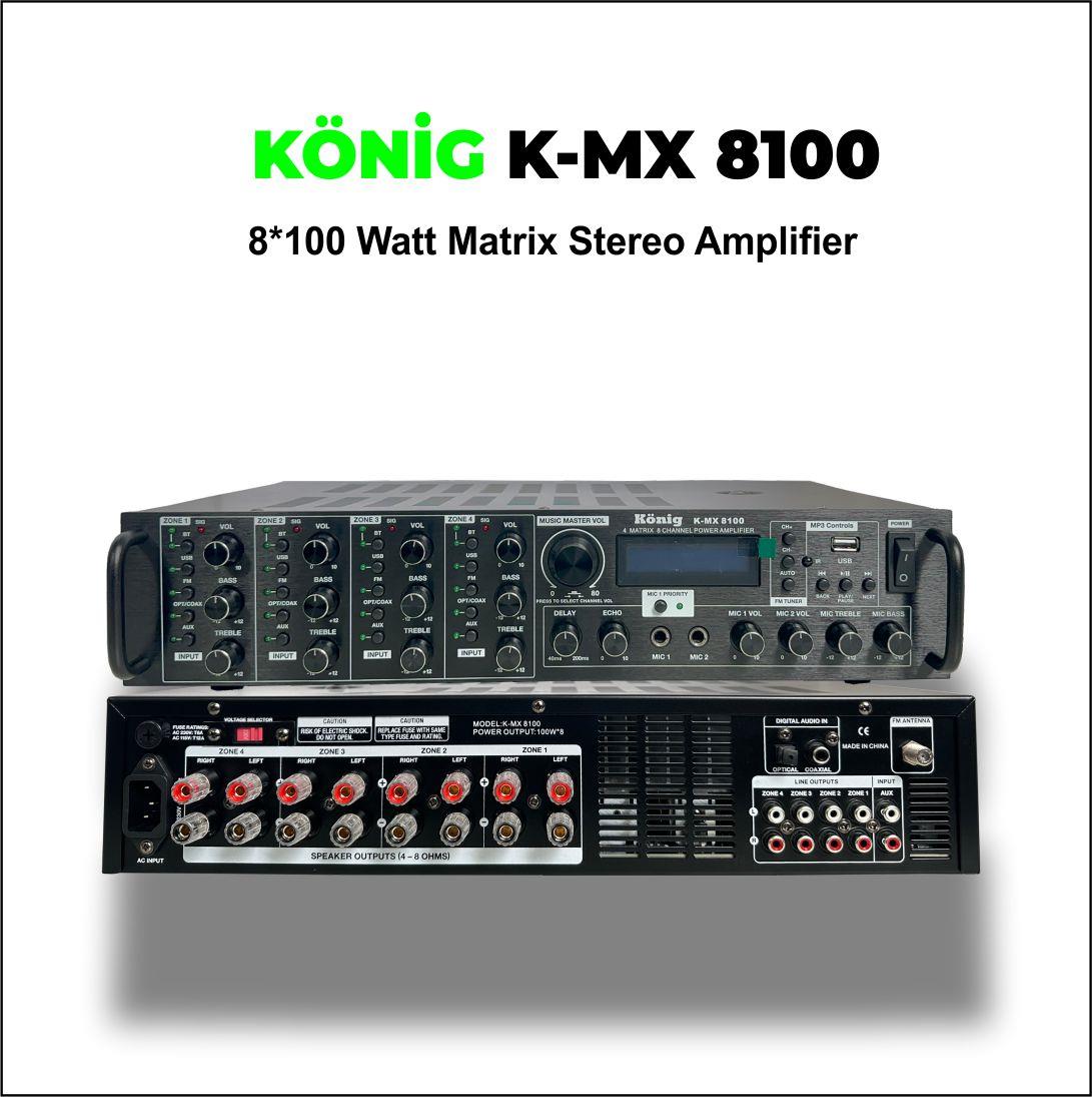 König K–MX 8100 8 Ohm/ 8x100W MATRİX STEREO AMPLİFİKATÖR