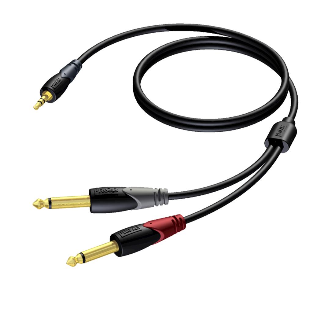 PROCAB CLA713/3 Çift 6,3mm Mono jaktan tekli 3,5mm Stereo mini jaka 3 MT