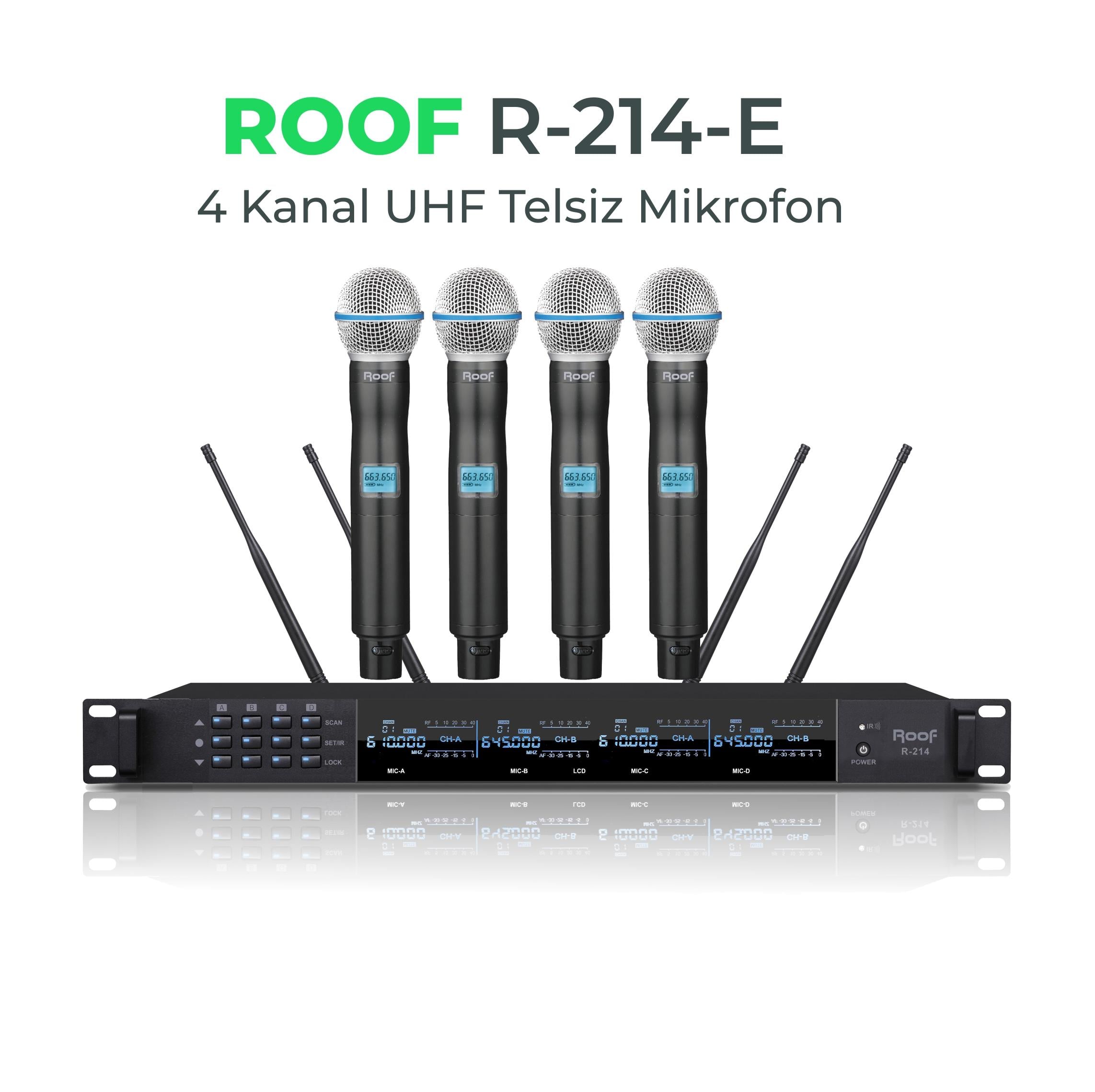 ROOF R-214 E 4'LÜ EL TELSİZ MİKROFON