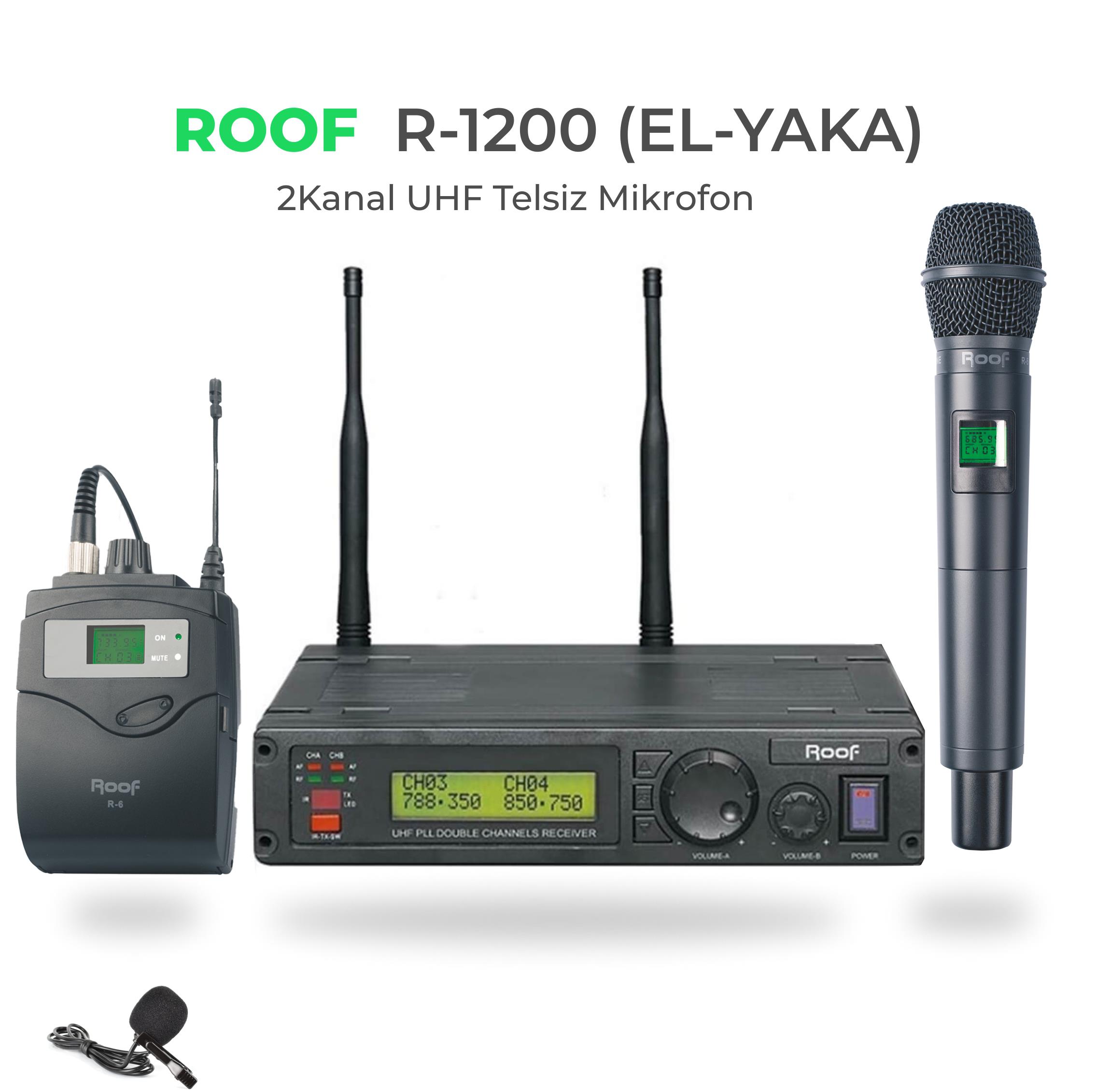 ROOF R-1200 E-Y EL-YAKA TELSİZ MİKROFON