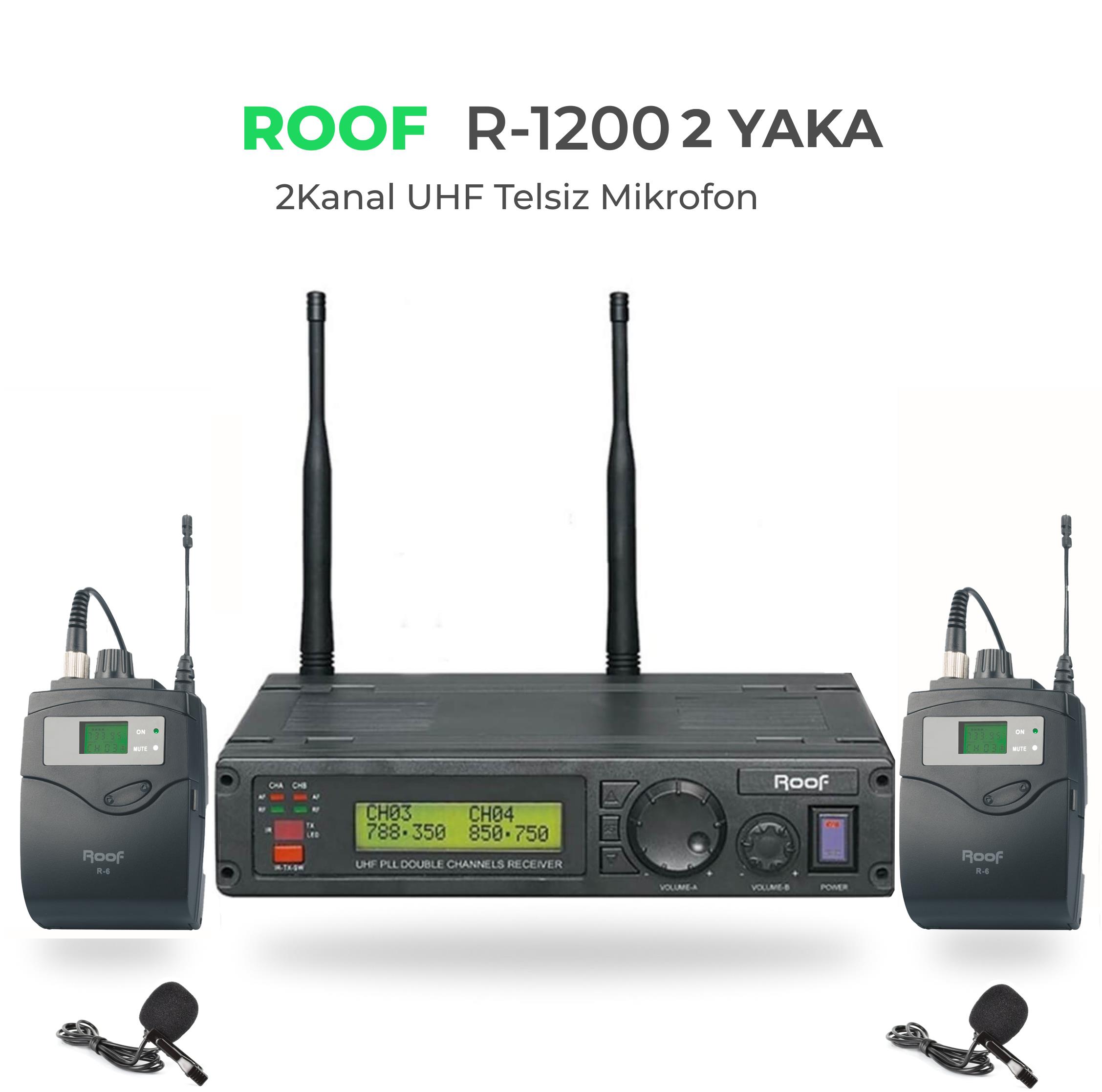 ROOF R-1200 Y-Y  YAKA-YAKA TELSİZ MİKROFON