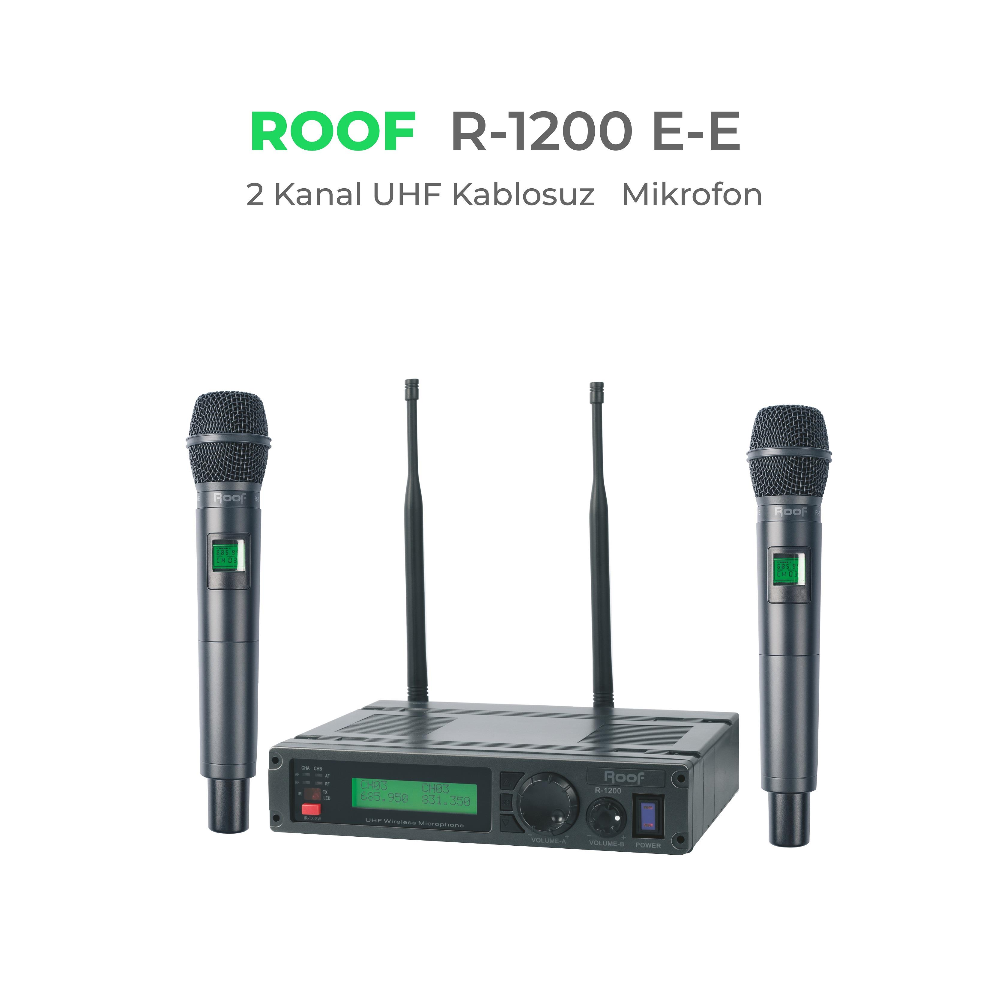 ROOF R-1200 E-E ÇİFT EL TELSİZ MİKROFON