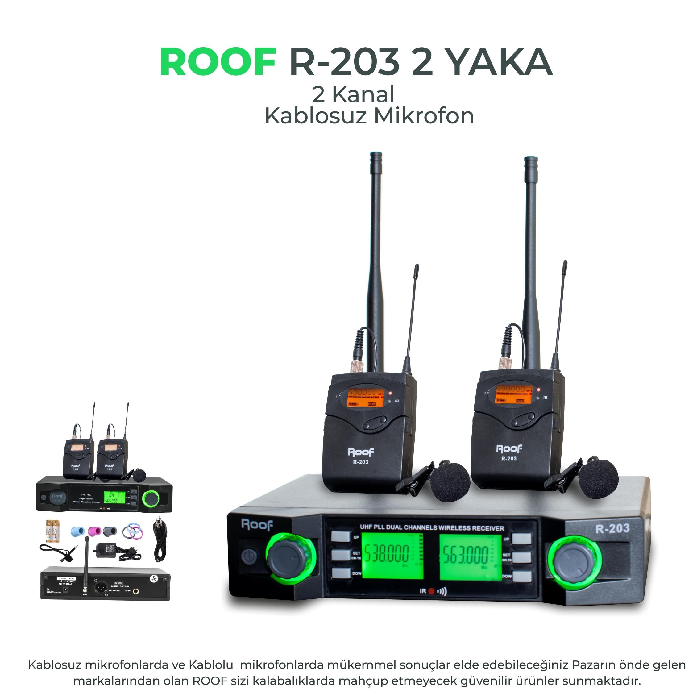 ROOF R-203 Y-Y ÇİFT YAKA TELSİZ MİKROFON