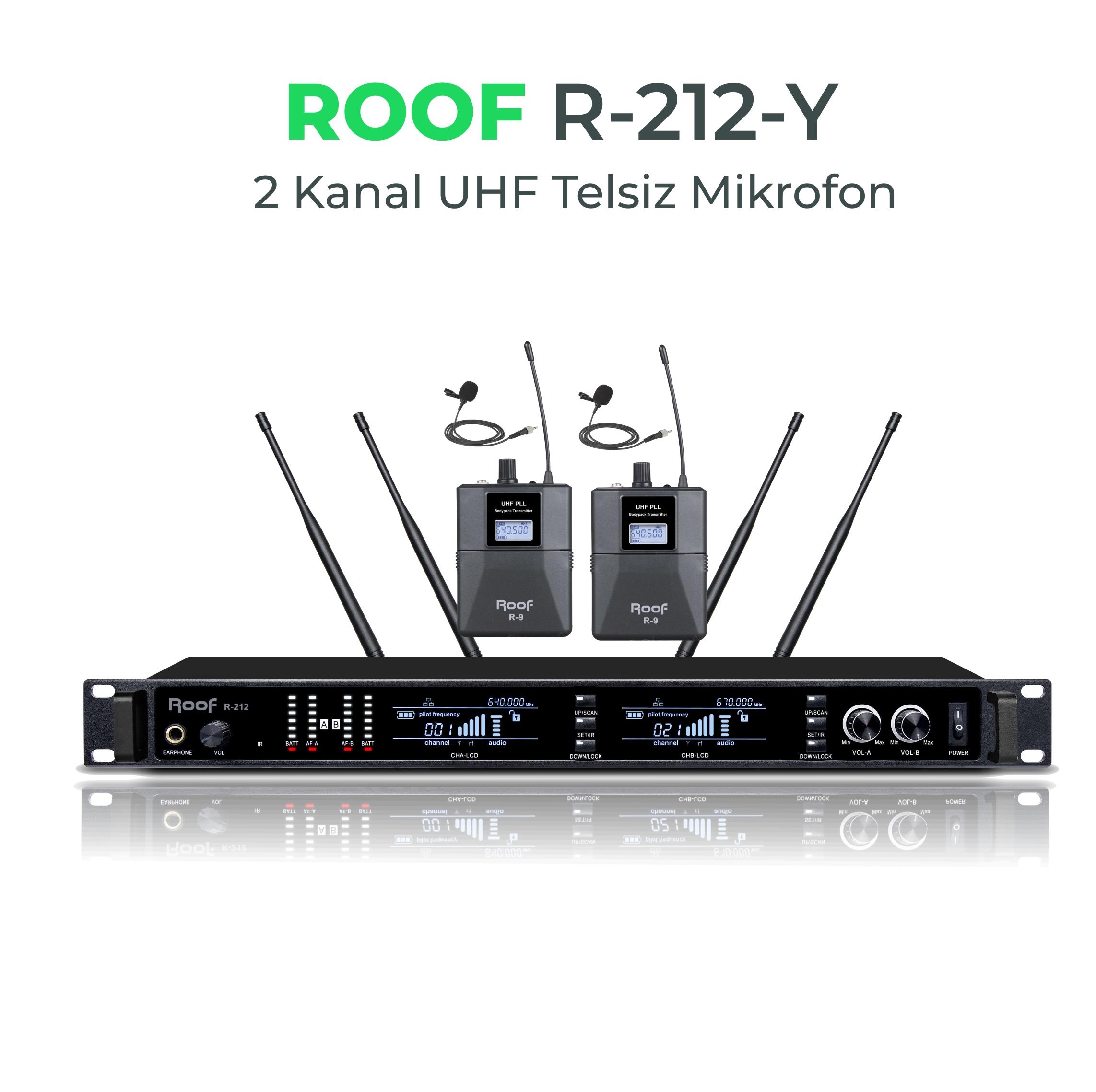 ROOF R-212 YY  ÇİFT YAKA TELSİZ MİKROFON