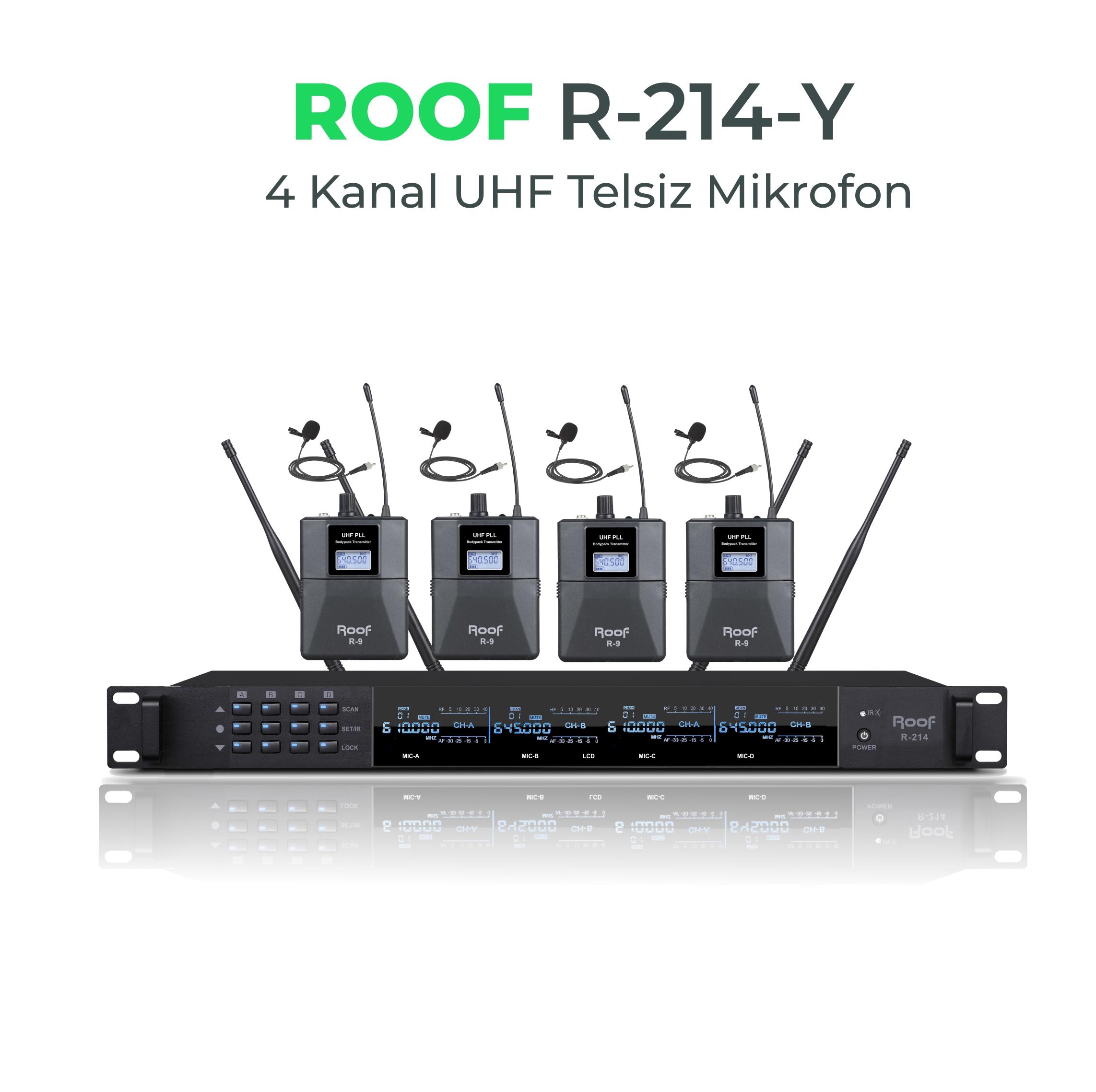 ROOF R-214 Y 4'LÜ YAKA TELSİZ MİKROFON
