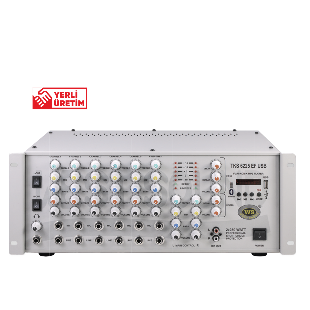 WEST SOUND TKS 6225 EF USB 2x250W EFEKTLİ USBLİ AMPLİFİKATÖR