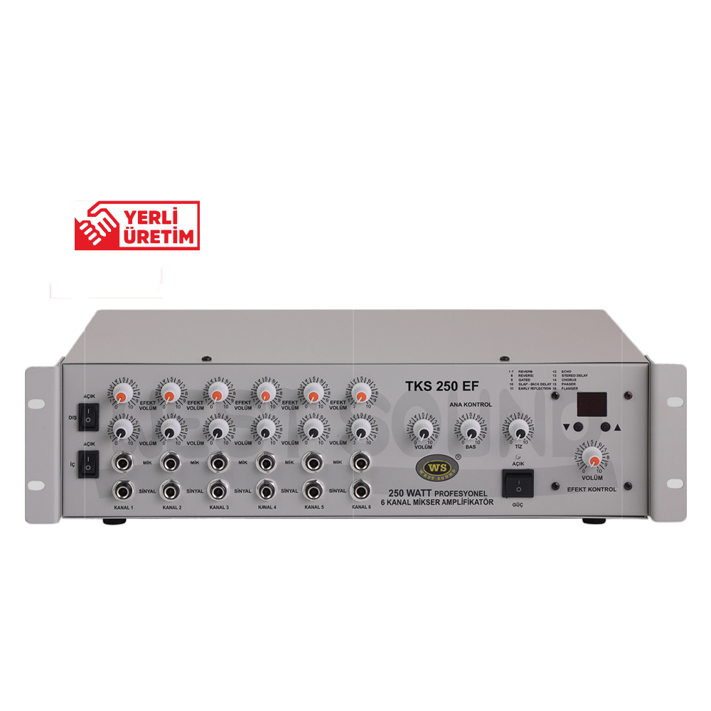 WEST SOUND TKS 250 EF TR 250W/100V EFEKTLİ AMPLİFİKATÖR 