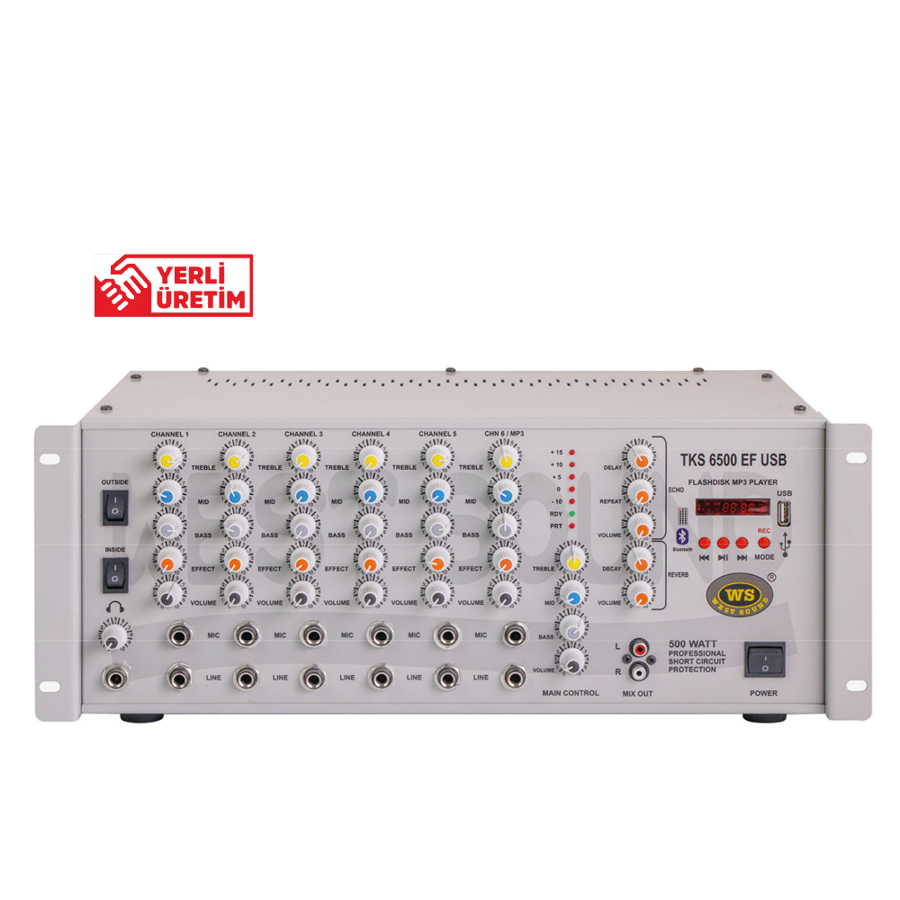 WEST SOUND TKS 6500 EF USB TR 500W/100V EFEKTLİ USBLİ AMPLİFİKATÖR