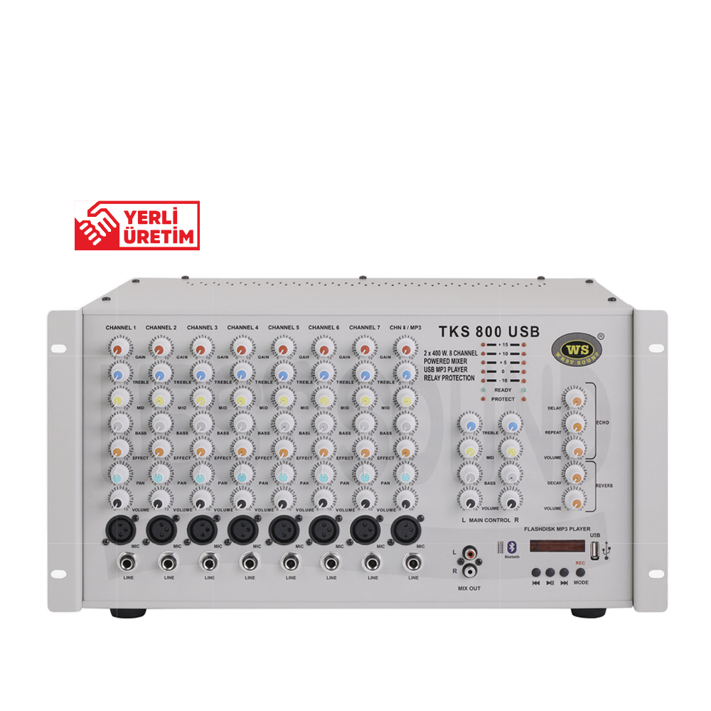 WEST SOUND TKS 800 EF USB 2x400W EFEKTLİ USBLİ AMPLİFİKATÖR