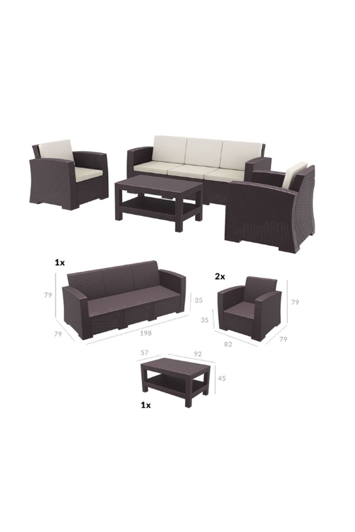 Siesta Monaco Lounge Set XL KahverengiBahçe Takım MobilyalarıSiesta