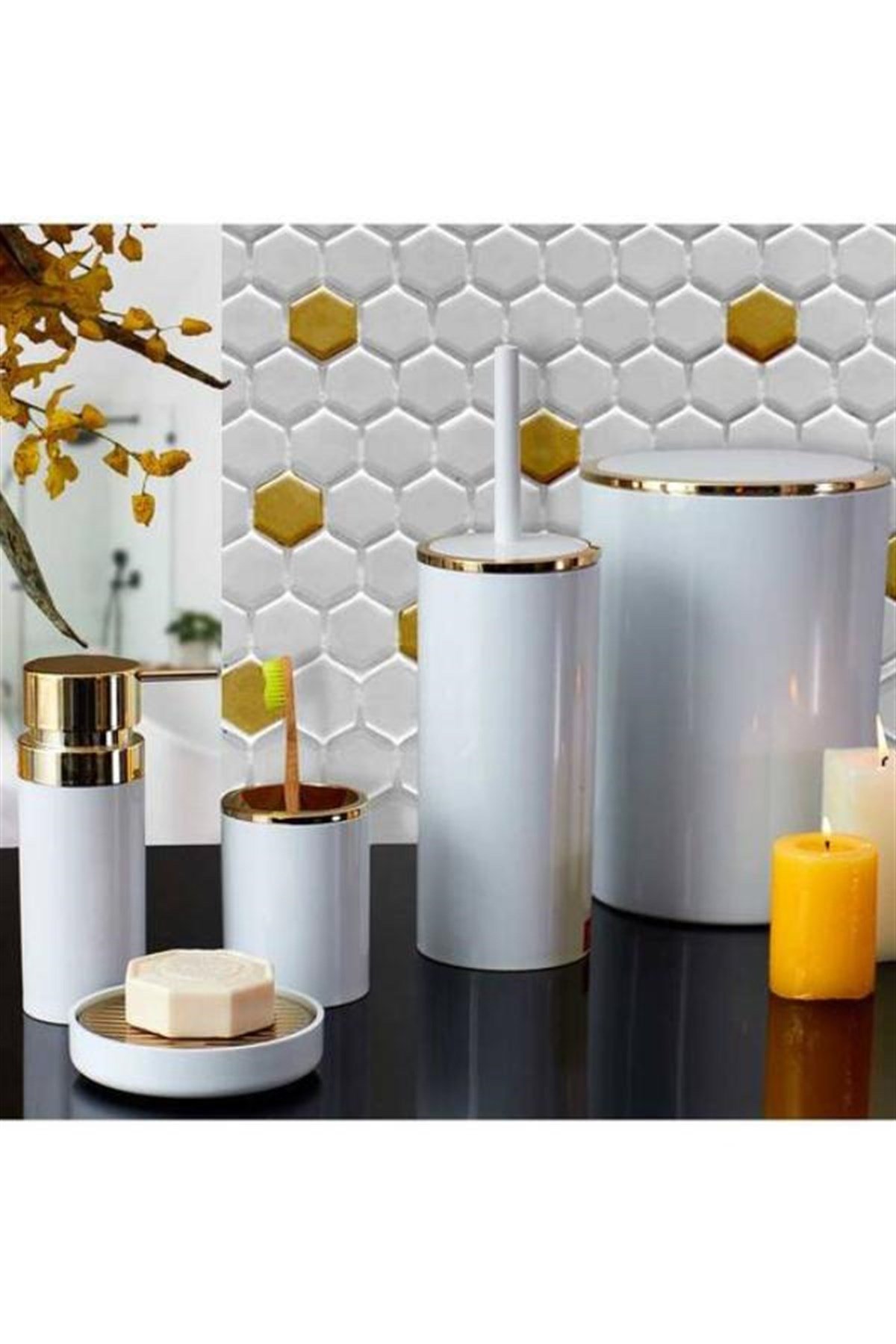 Primanova Lenox Banyo Seti Beyaz Altın ÇerçeveBanyo SetleriPrimanova