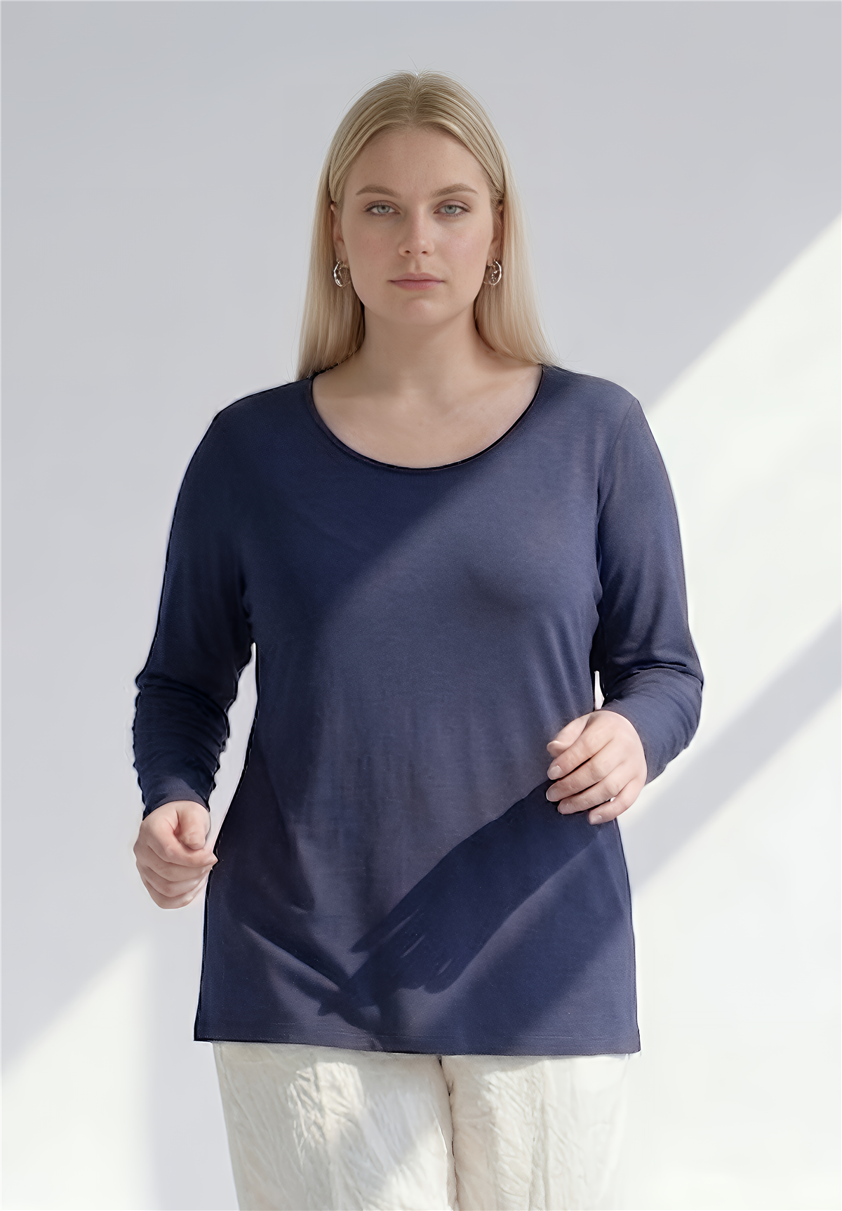 25202-1 ÖRME TUNİK LACIVERT