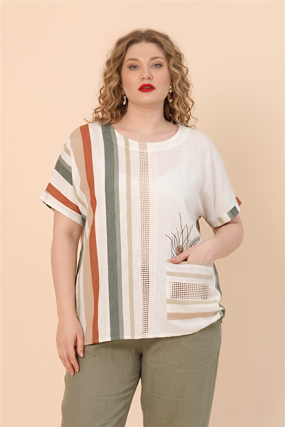 19163 %100 KETEN TUNIK 